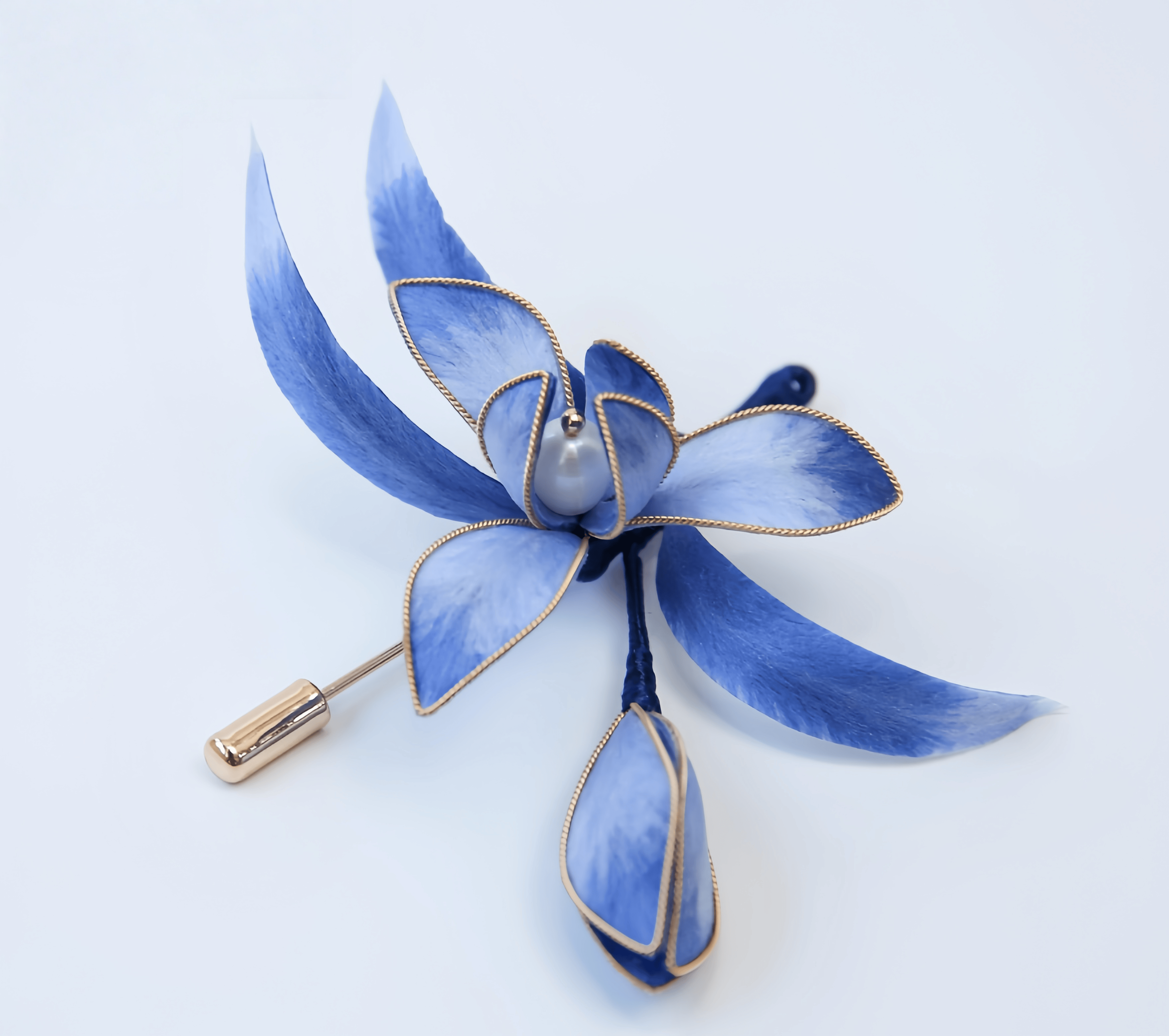 Handcrafted Silk Orchid Brooch