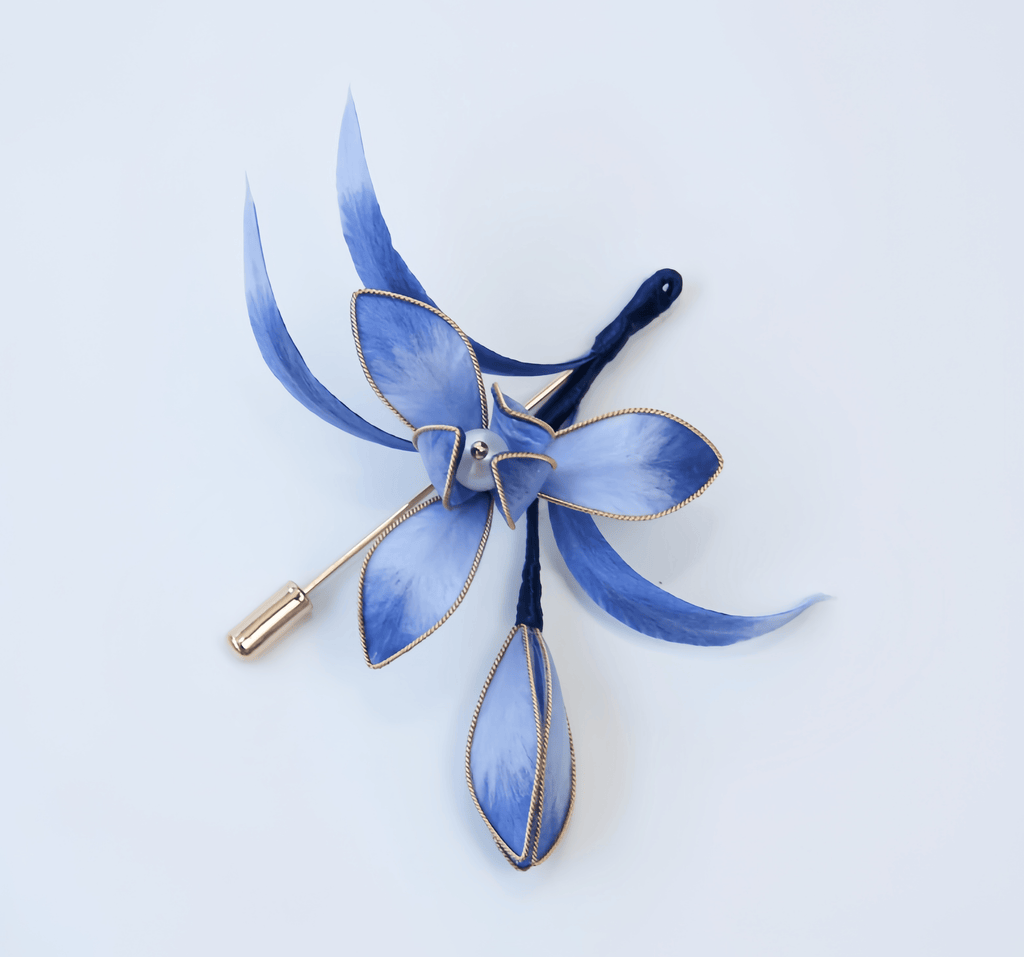 Handcrafted Silk Orchid Brooch