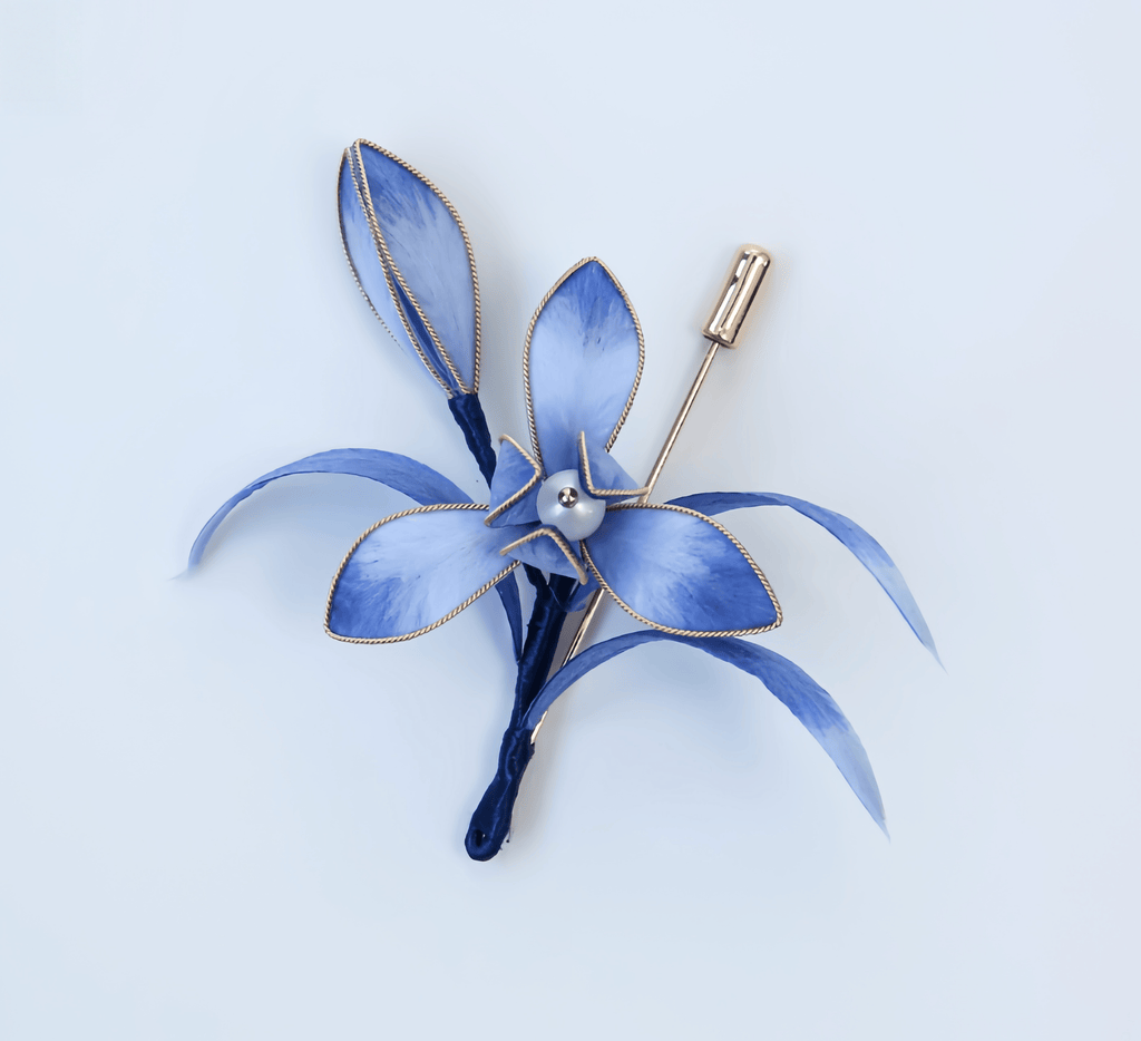 Handcrafted Silk Orchid Brooch