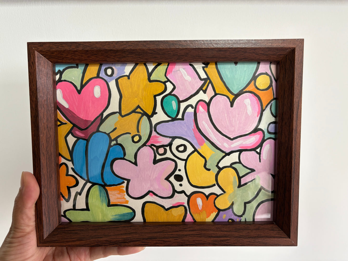 Playful Floral Graffiti - Original Acrylic Art | approx. 9×7 in (Framed)