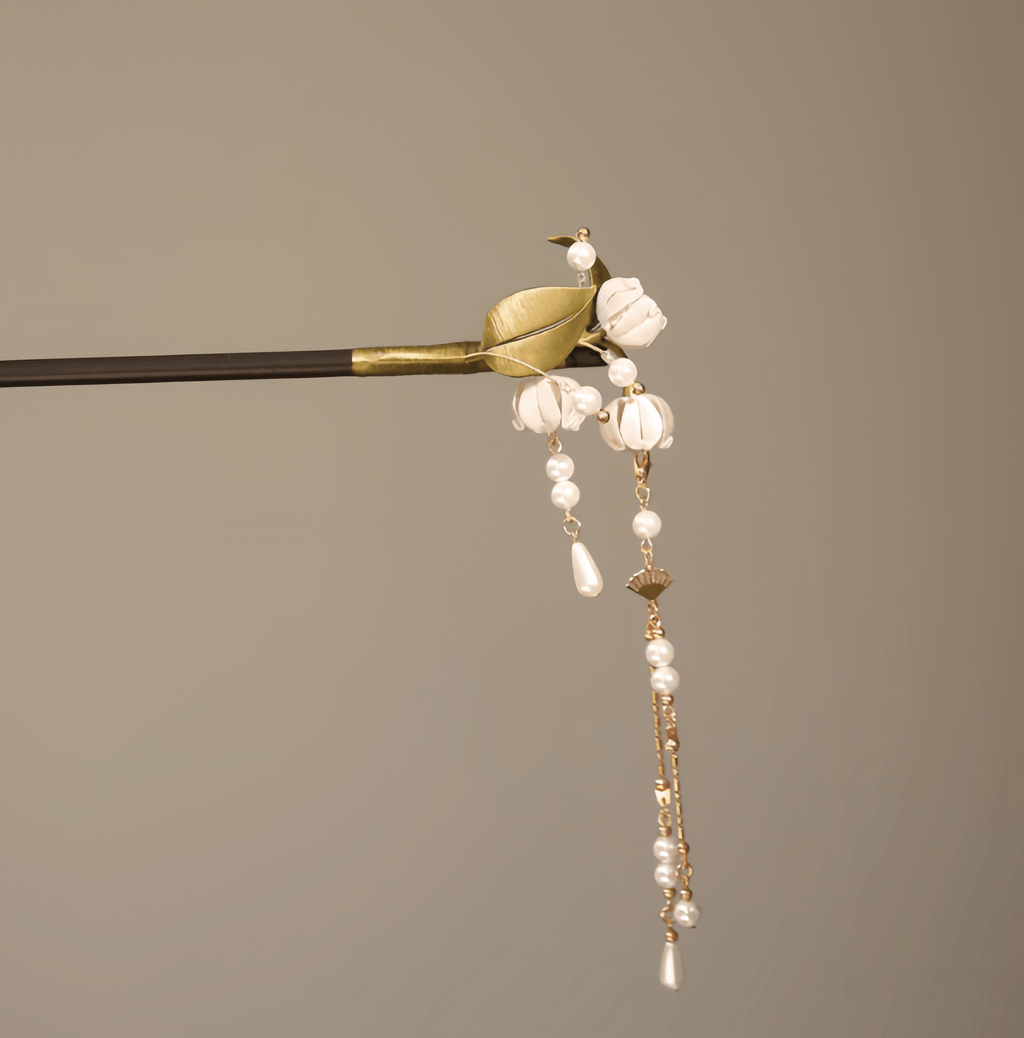 Handcrafted Heritage Silk Flower White Lily of the Valley Hairpin