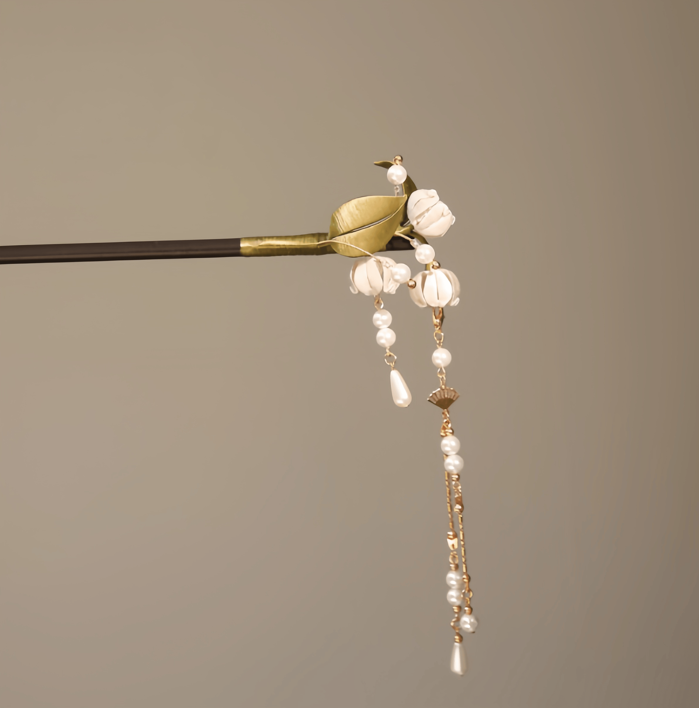 Handcrafted Heritage Silk Flower White Lily of the Valley Hairpin