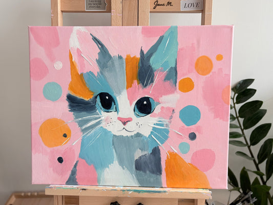 Cute Catt｜One Of A Kind Oil Painting | Approx. 12 × 16 inches (30×40 cm)