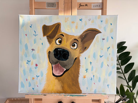 Happy Dog｜One Of A Kind Oil Painting | Approx. 16 × 20 inches (40×50 cm)