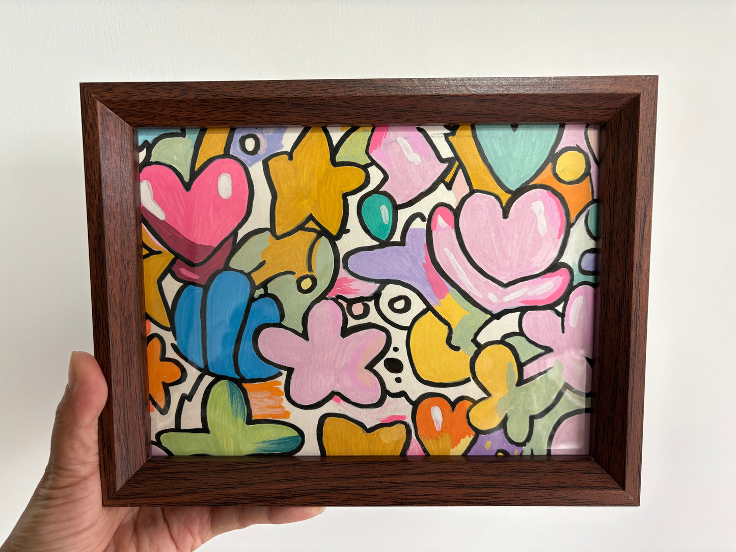 Playful Floral Graffiti - Original Acrylic Art | approx. 9×7 in (Framed)