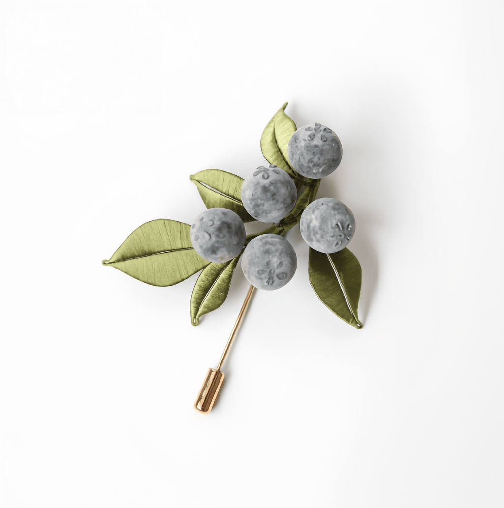 Handcrafted Heritage Silk Flower Blueberry Brooch