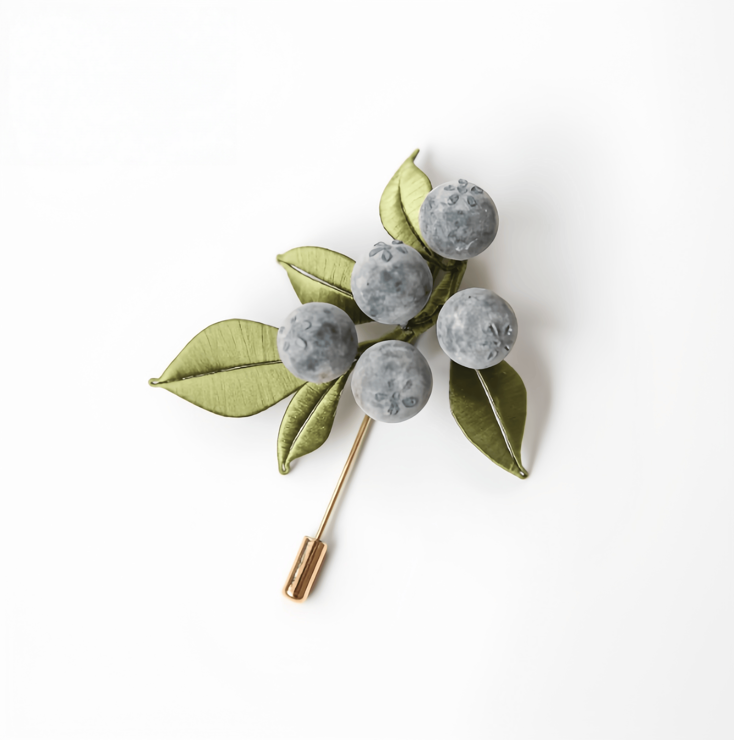 Handcrafted Heritage Silk Flower Blueberry Brooch