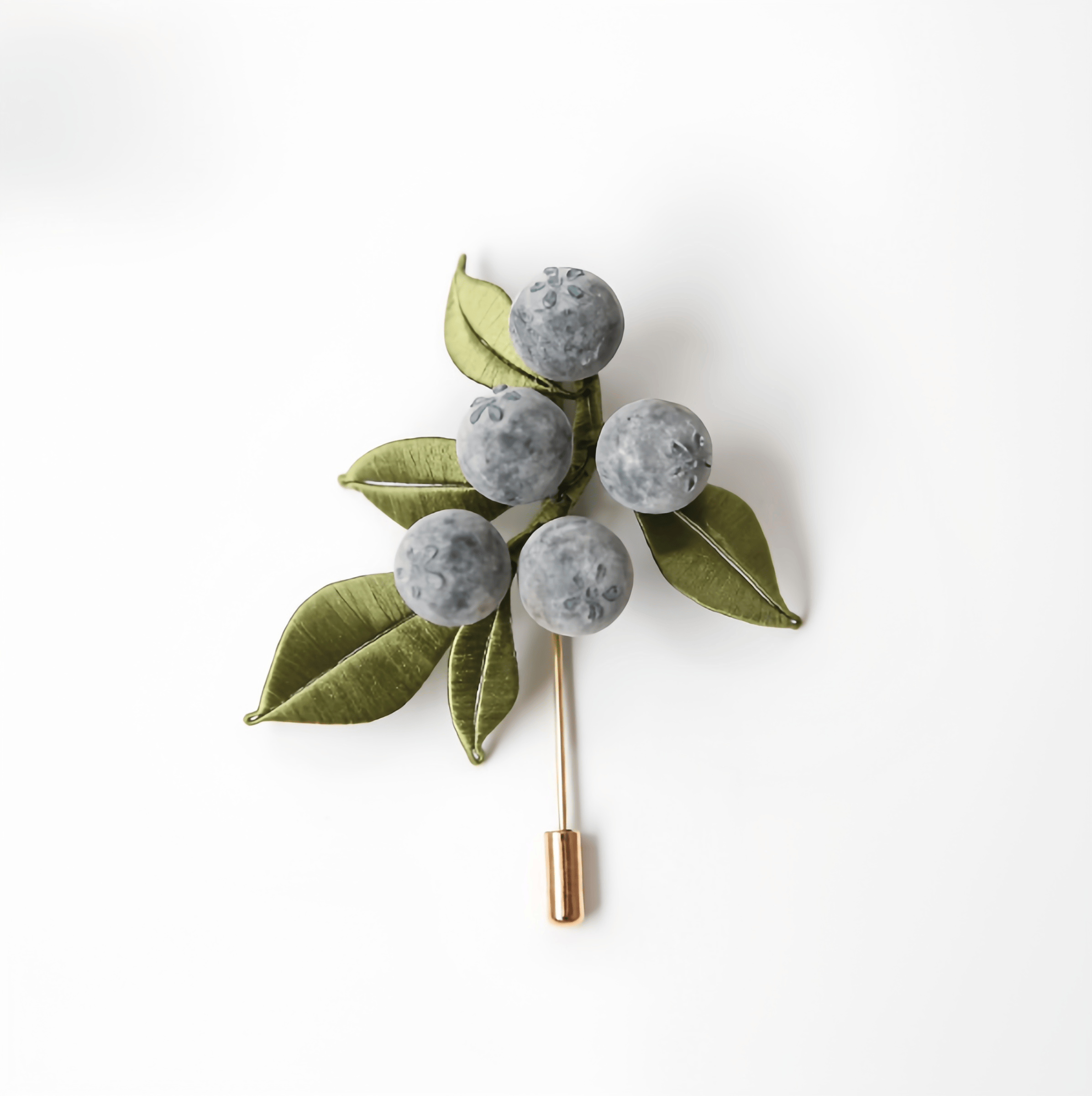 Handcrafted Heritage Silk Flower Blueberry Brooch