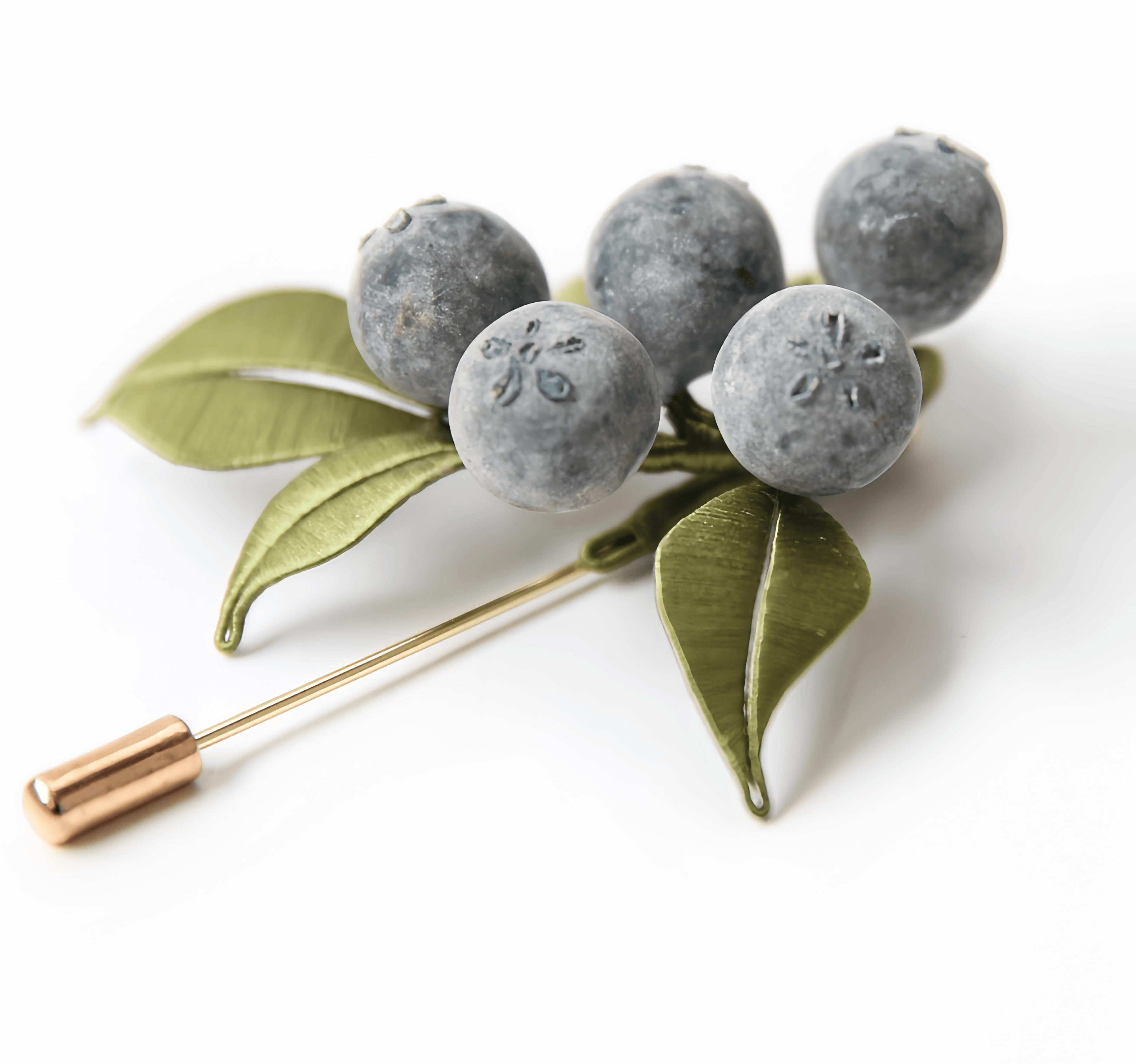 Handcrafted Heritage Silk Flower Blueberry Brooch