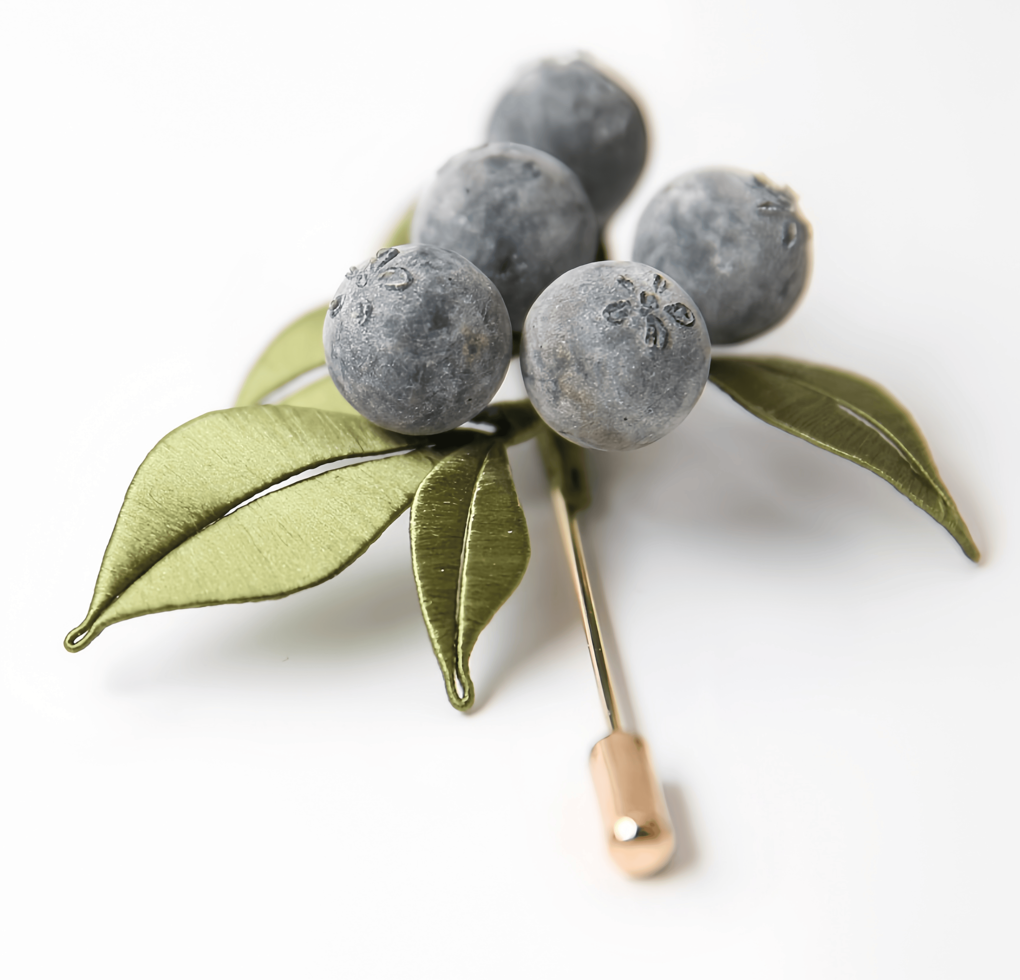 Handcrafted Heritage Silk Flower Blueberry Brooch