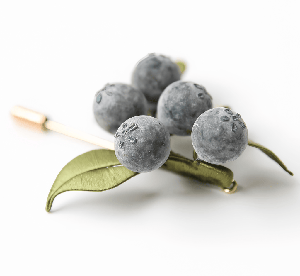 Handcrafted Heritage Silk Flower Blueberry Brooch