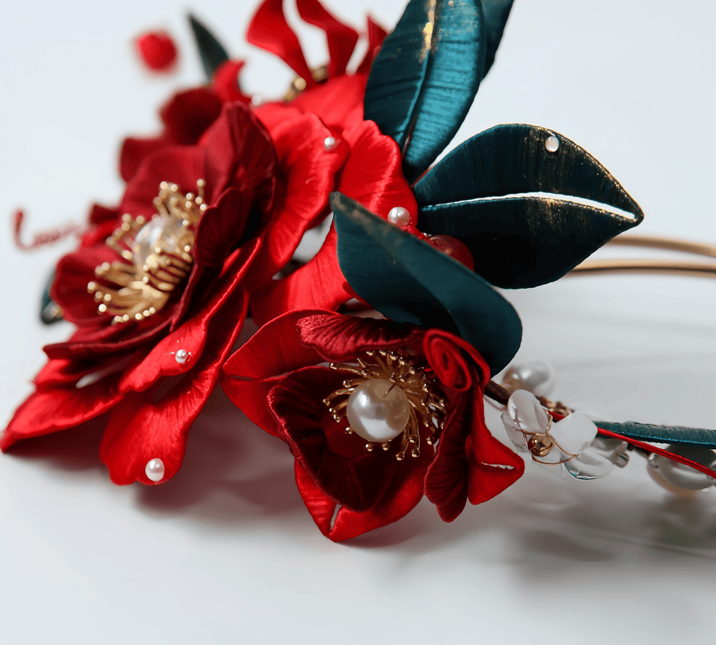 Handcrafted Heritage Silk Flower Red Peony U-Shaped Hairpin