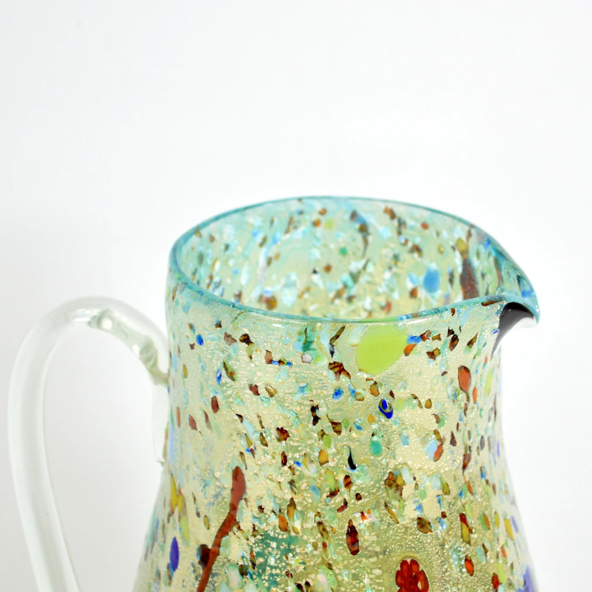 Alta Round Drink Pitcher in blue, Murano Glass with millefiori