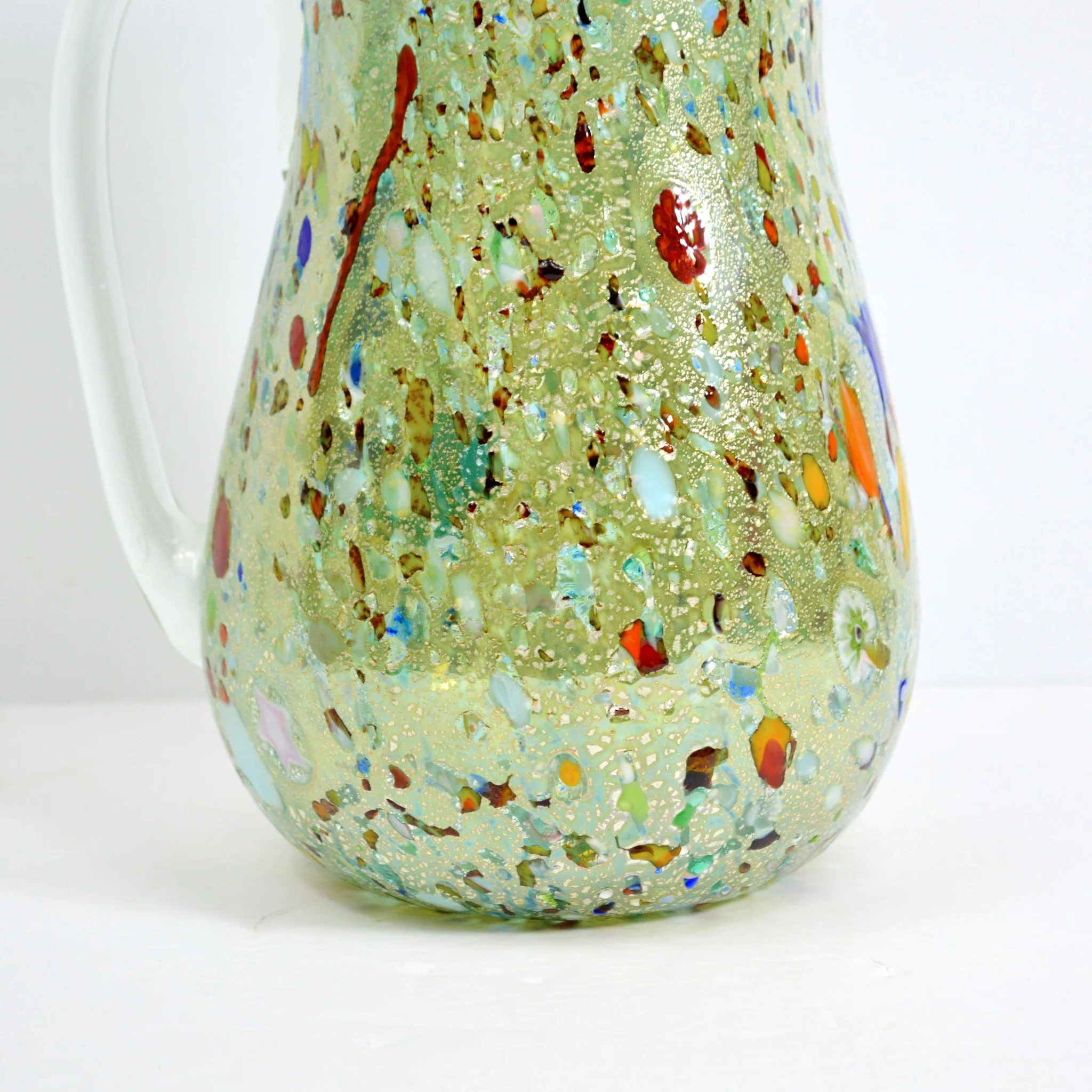 Alta Round Drink Pitcher in blue, Murano Glass with millefiori