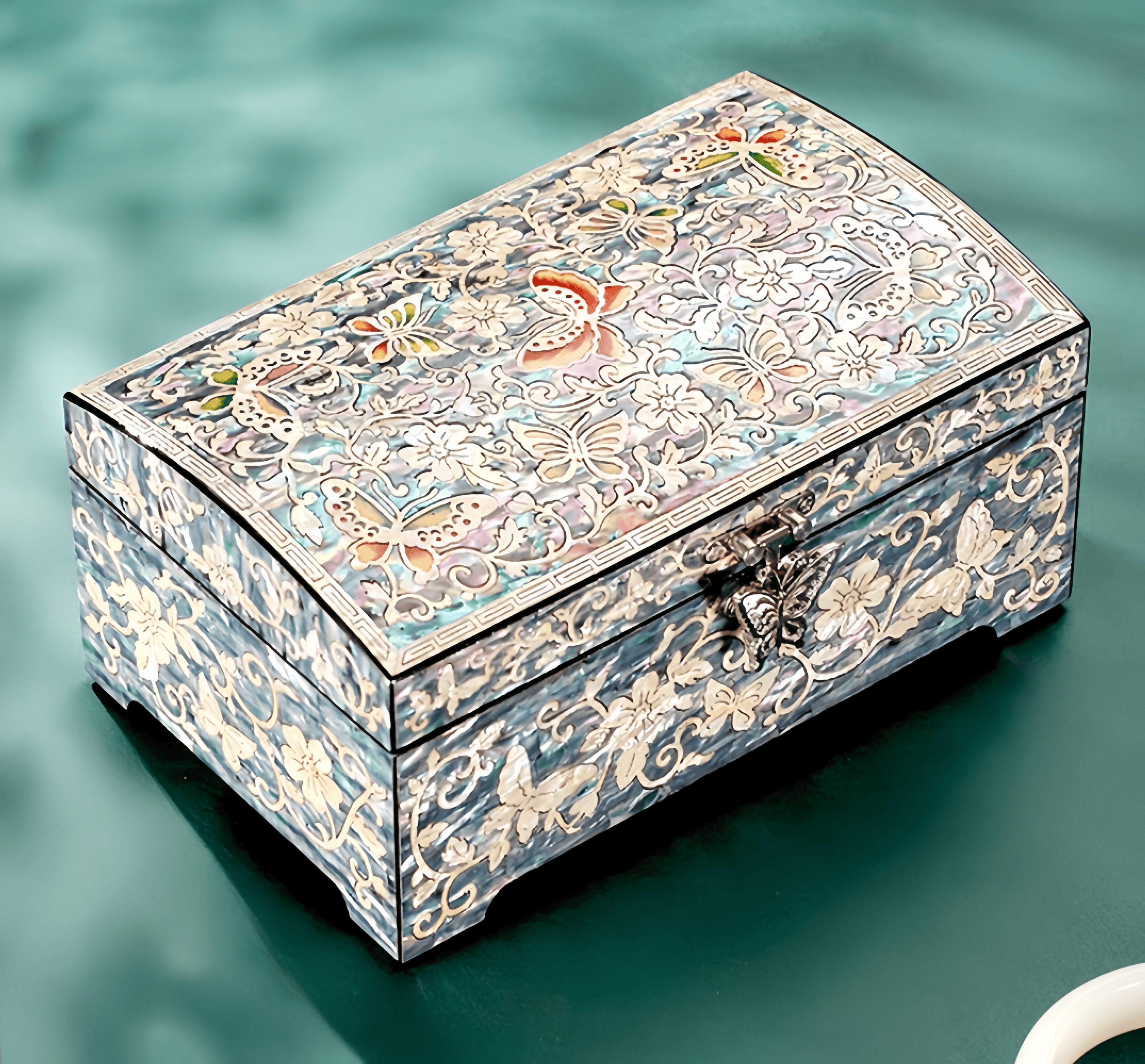 Handcrafted Double Layer Mother of Pearl Lacquer Jewelry Box