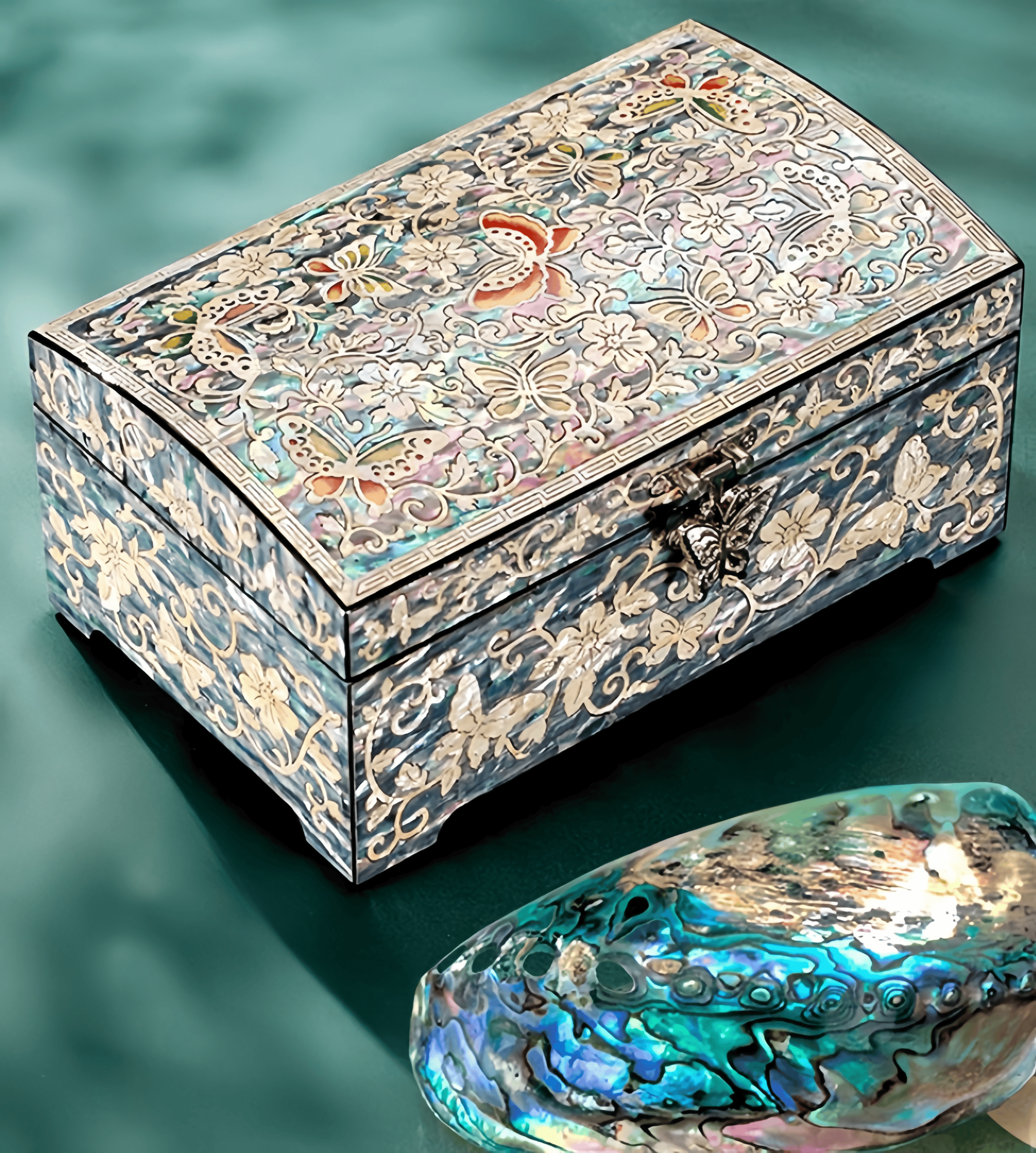 Handcrafted Double Layer Mother of Pearl Lacquer Jewelry Box