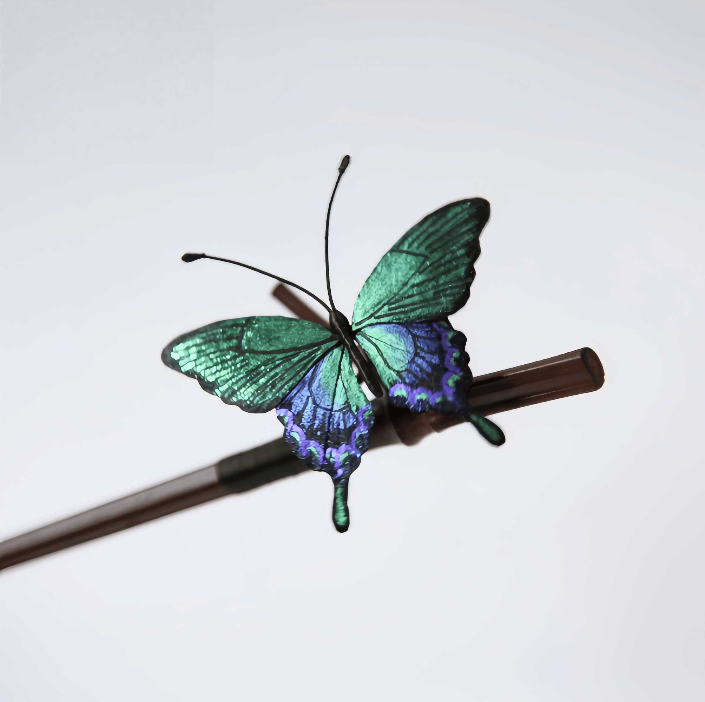 Handcrafted Heritage Fluttering Butterfly Green & Purple Color