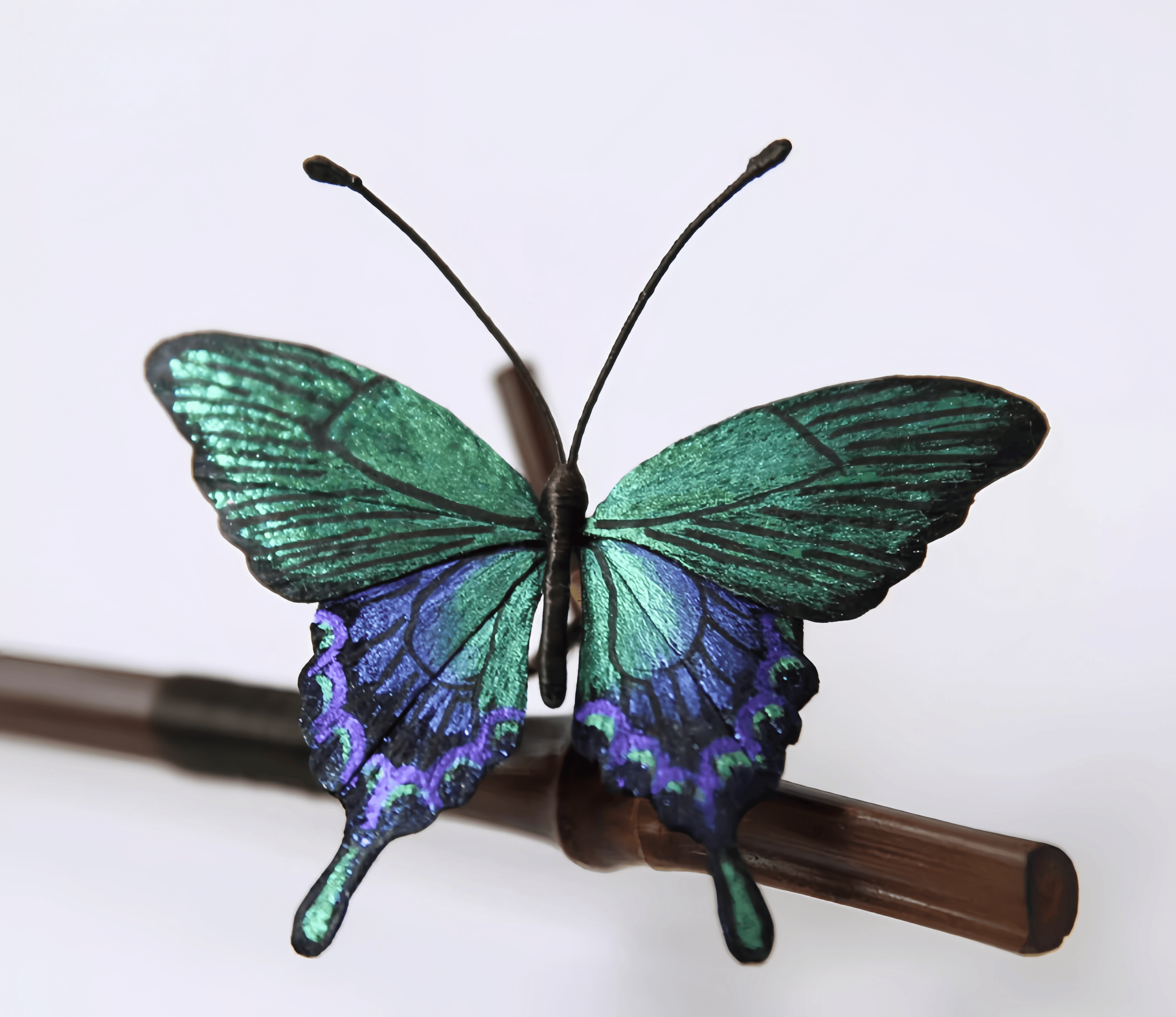 Handcrafted Heritage Fluttering Butterfly Green & Purple Color