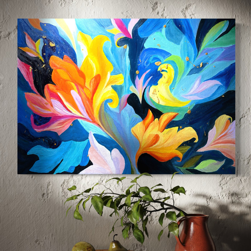 One Of A Kind Ethereal Bloom Oil Painting | Abstract Floral Canvas Art (70x50 cm)