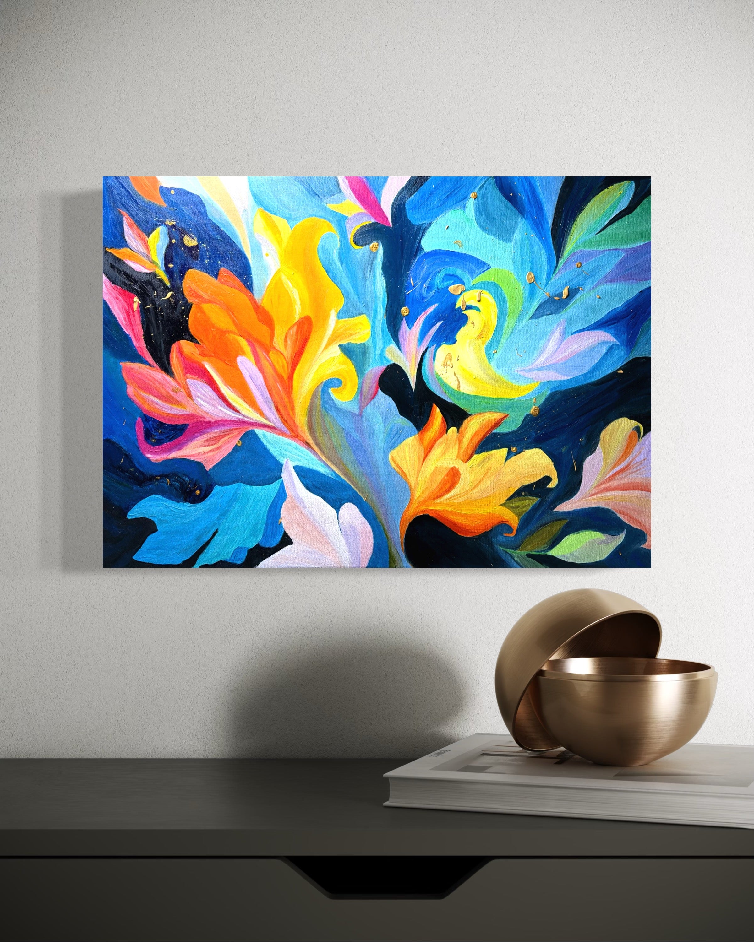 One Of A Kind Ethereal Bloom Oil Painting | Abstract Floral Canvas Art (70x50 cm)