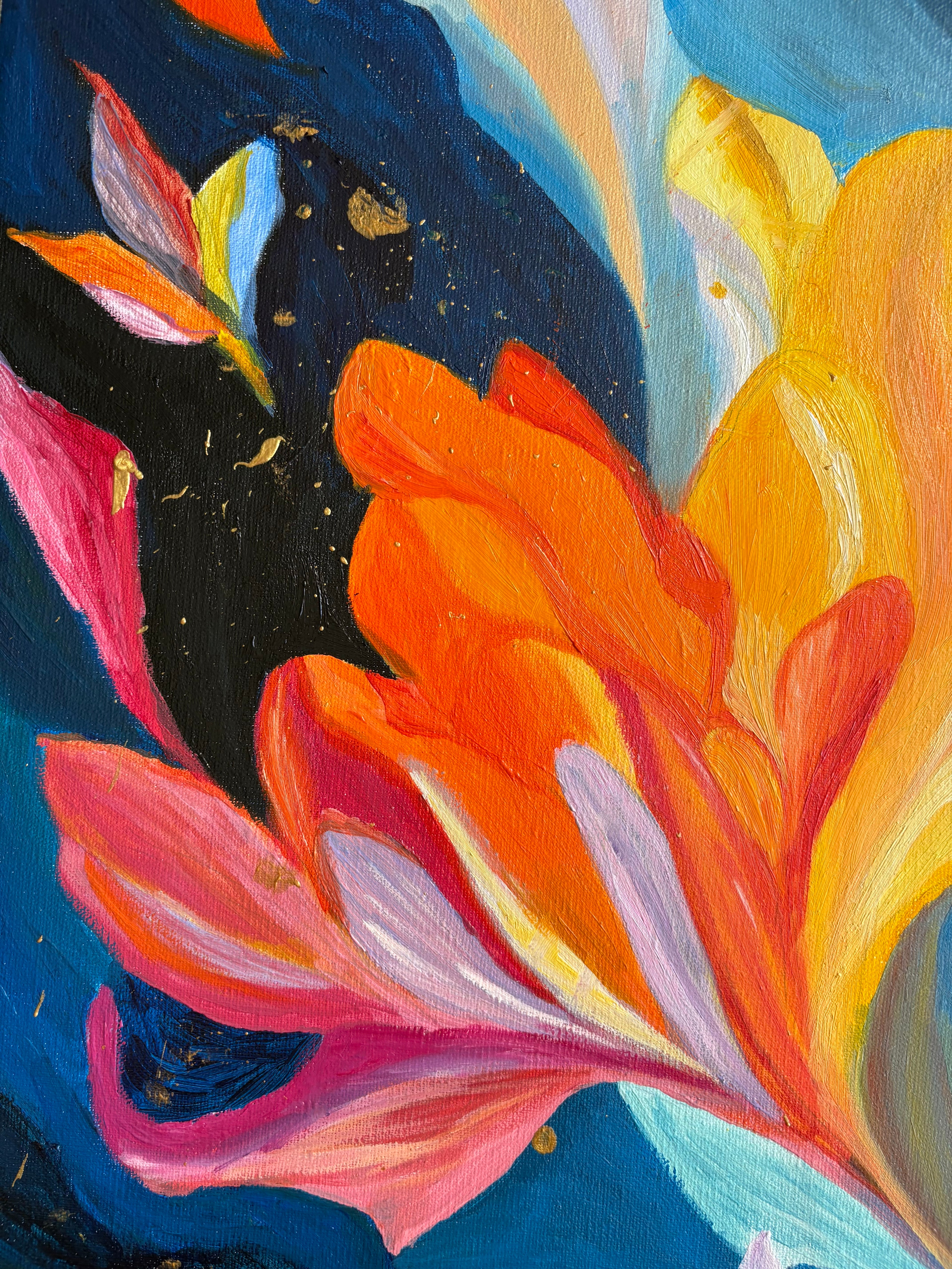 One Of A Kind Ethereal Bloom Oil Painting | Abstract Floral Canvas Art (70x50 cm)