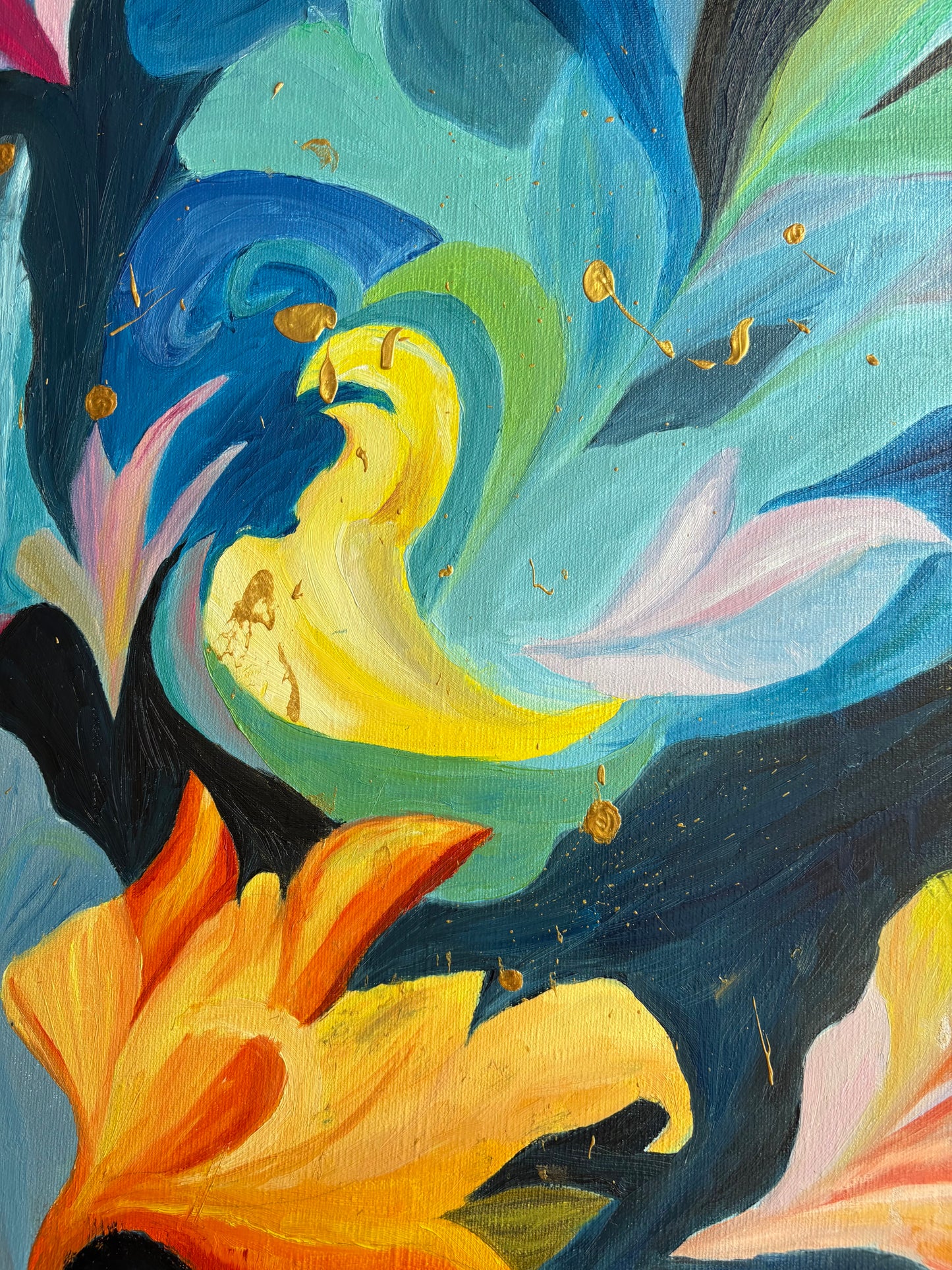 One Of A Kind Ethereal Bloom Oil Painting | Abstract Floral Canvas Art (70x50 cm)