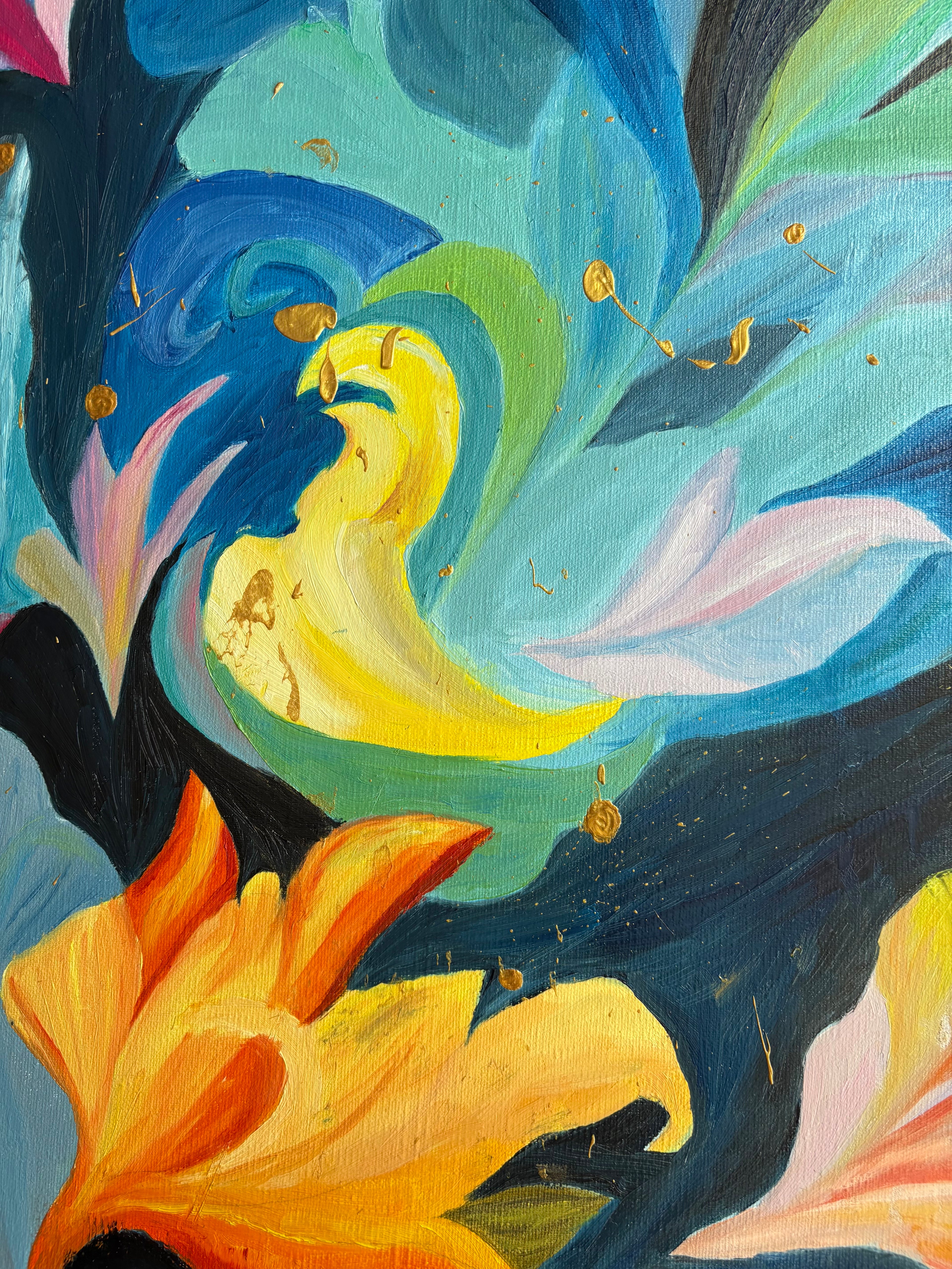 One Of A Kind Ethereal Bloom Oil Painting | Abstract Floral Canvas Art (70x50 cm)