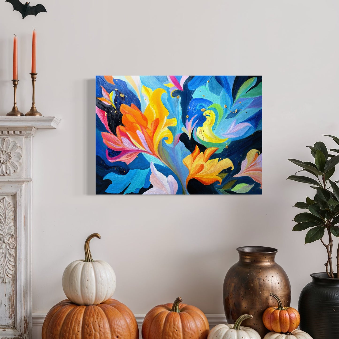 One Of A Kind Ethereal Bloom Oil Painting | Abstract Floral Canvas Art (70x50 cm)
