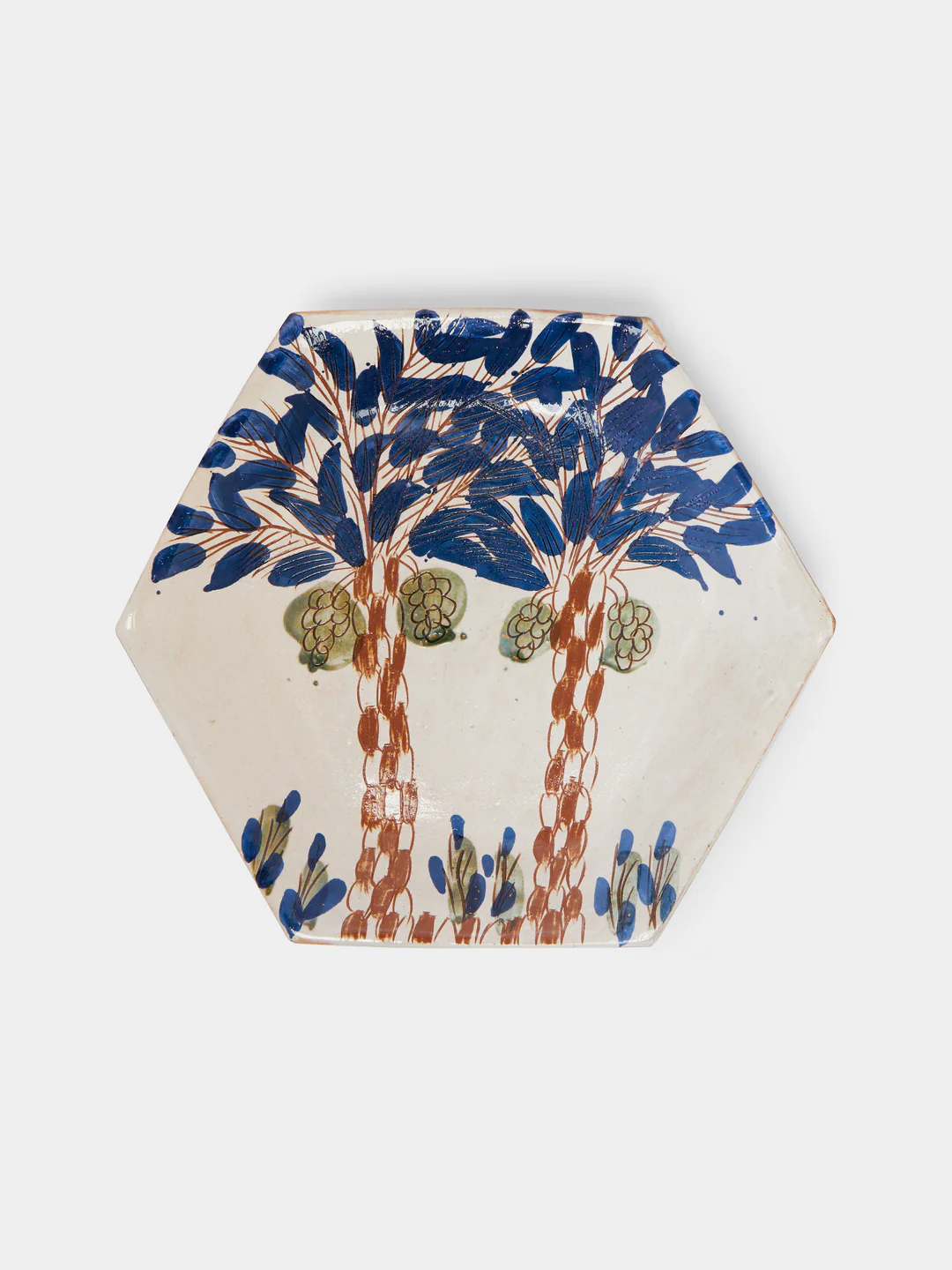Anut Cairo Date Hand-Painted Ceramic Hexagonal Platter