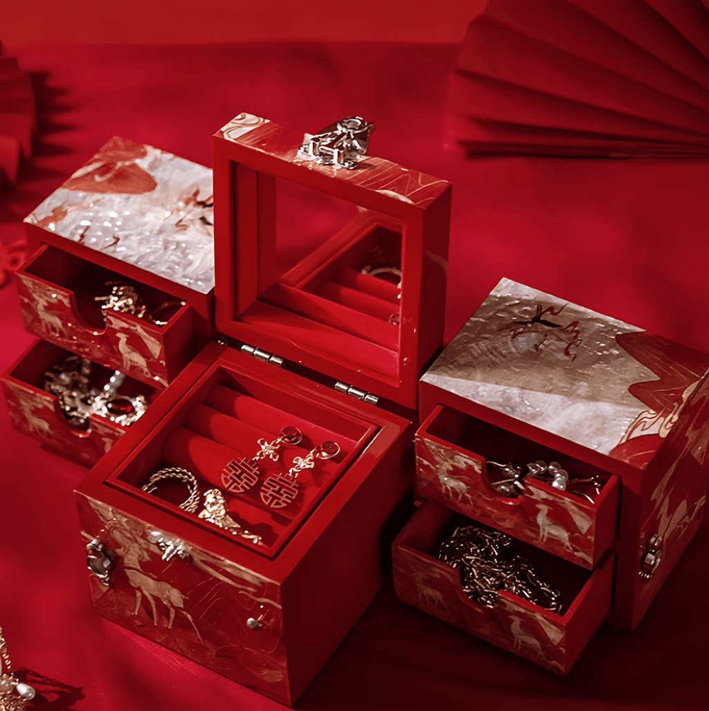 Handcrafted Mother of Pearl “Nine Colored Deer” Lacquer Jewelry Box