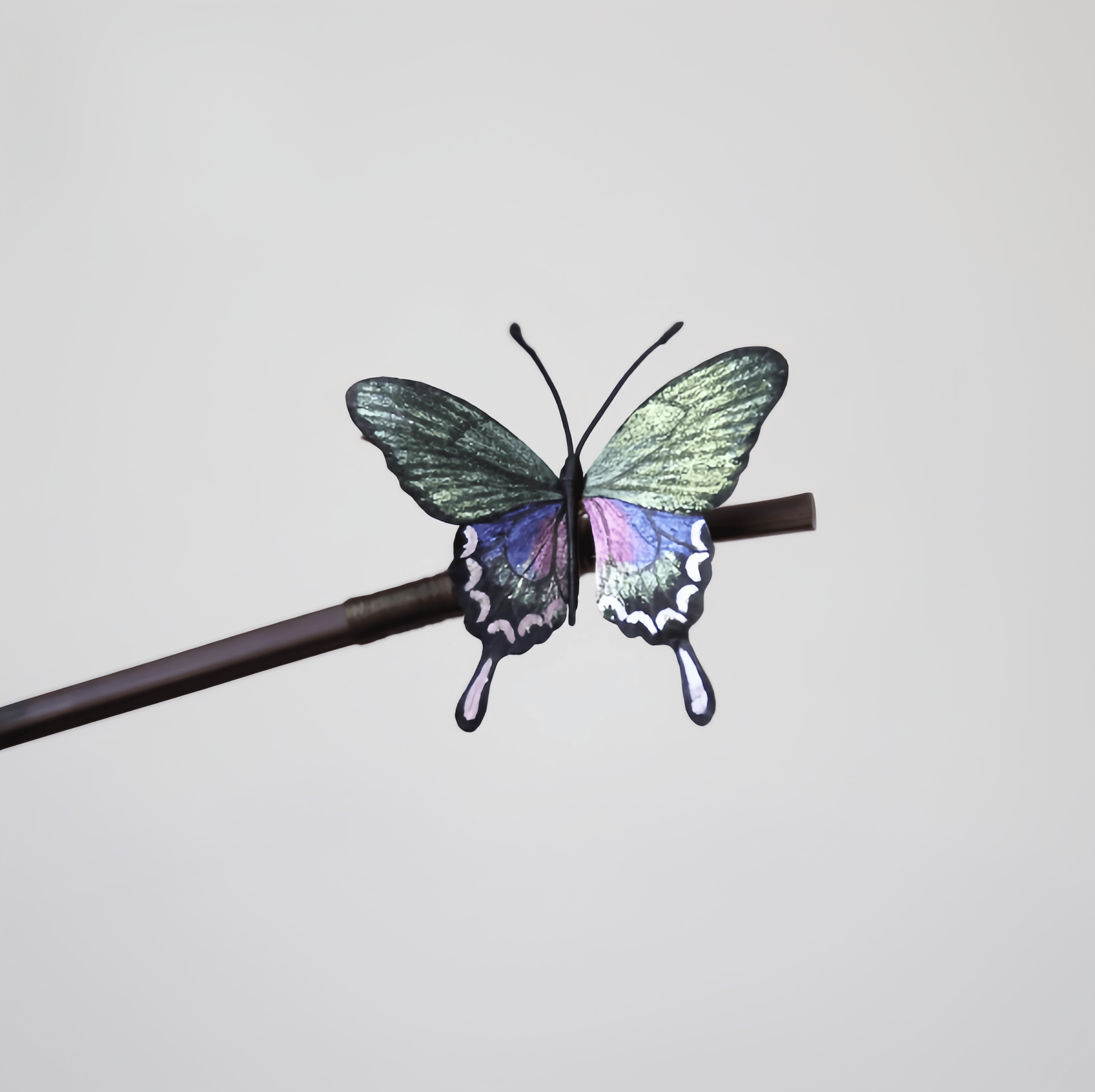 Handcrafted Heritage Fluttering Butterfly Green & Pink Color