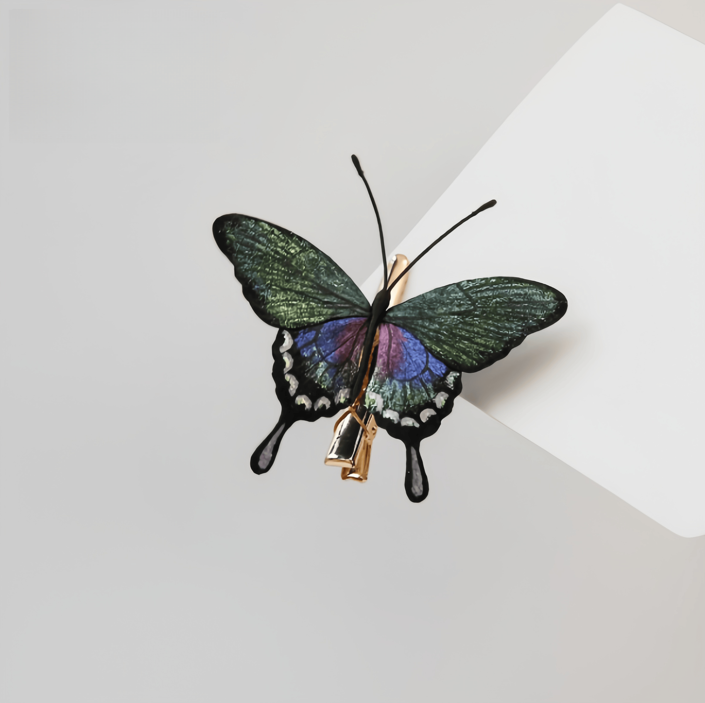 Handcrafted Heritage Fluttering Butterfly Green & Pink Color