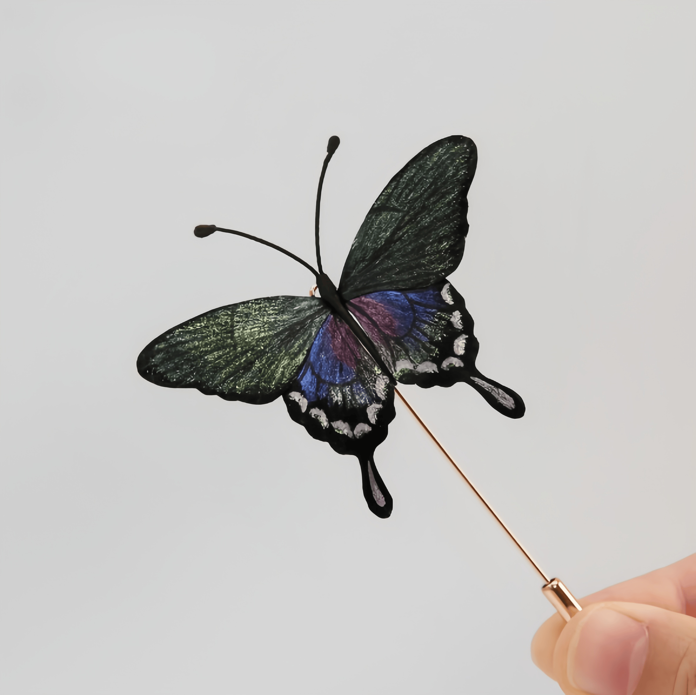 Handcrafted Heritage Fluttering Butterfly Green & Pink Color