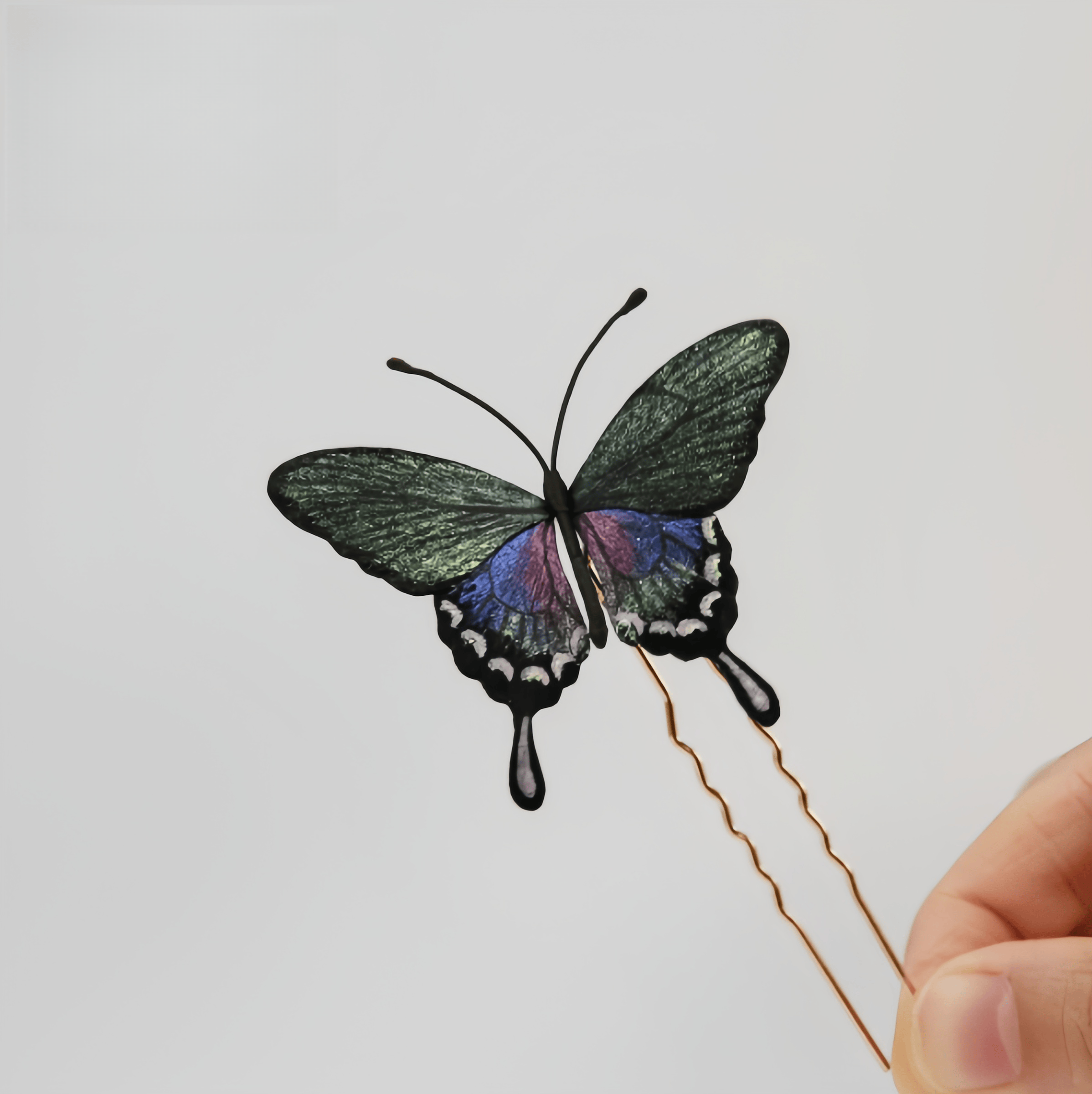 Handcrafted Heritage Fluttering Butterfly Green & Pink Color