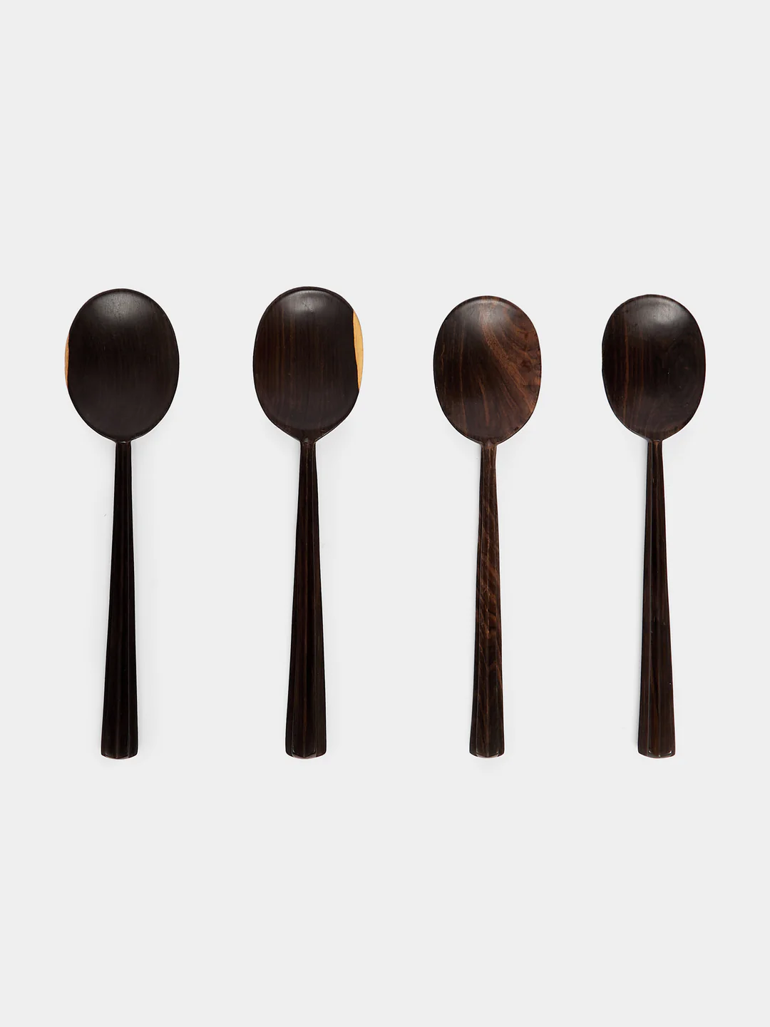 Qäsa Qäsa Carvers In the Groove Hand-Carved Blackwood Large Serving Spoons (Set of 4 Pieces)