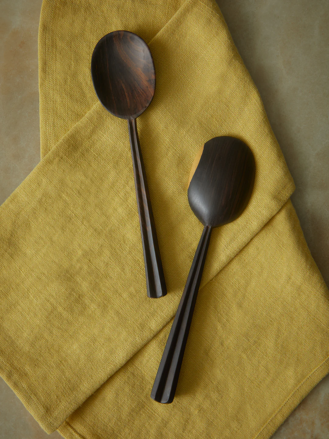 Qäsa Qäsa Carvers In the Groove Hand-Carved Blackwood Large Serving Spoons (Set of 4 Pieces)