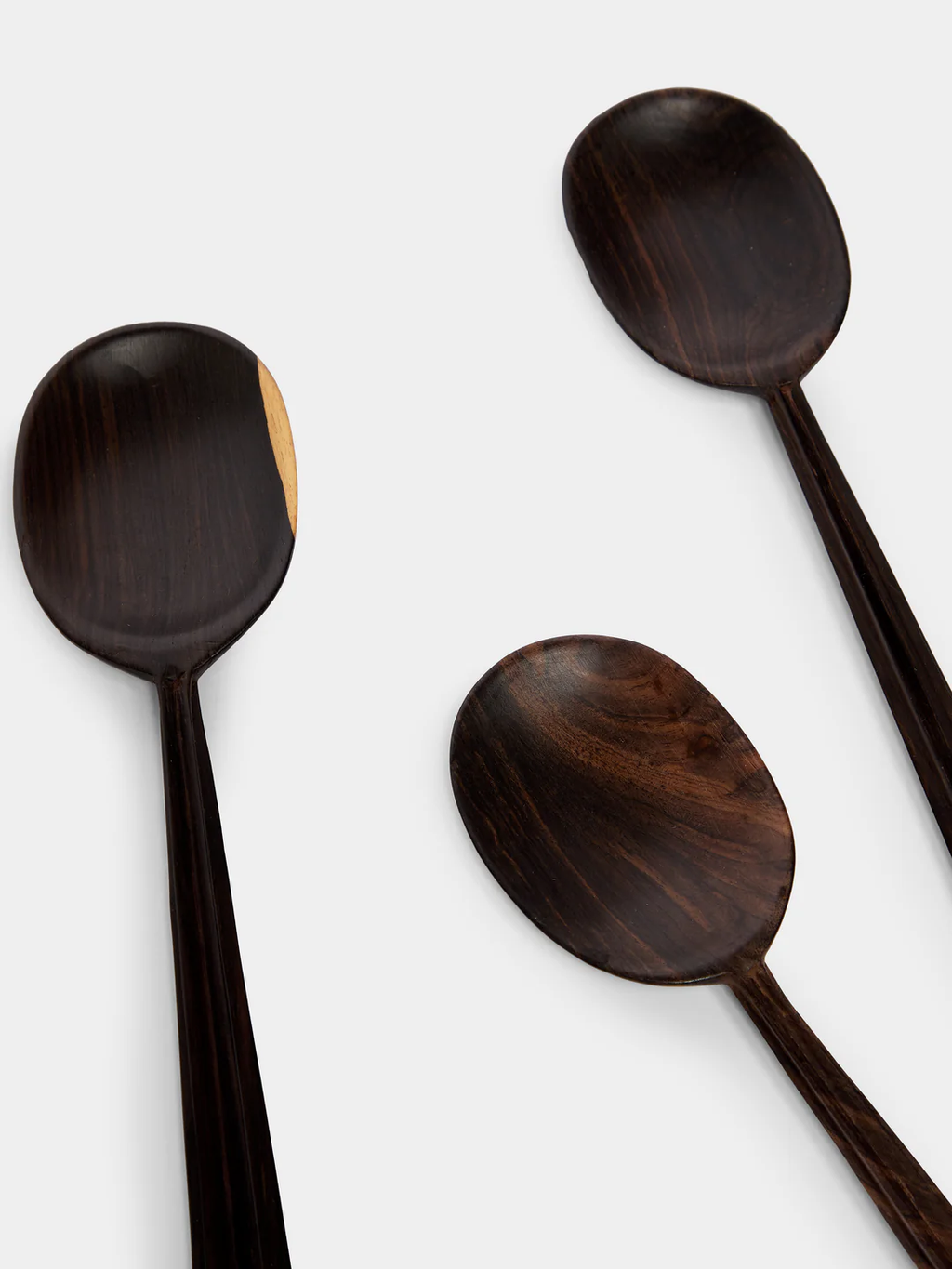 Qäsa Qäsa Carvers In the Groove Hand-Carved Blackwood Large Serving Spoons (Set of 4 Pieces)