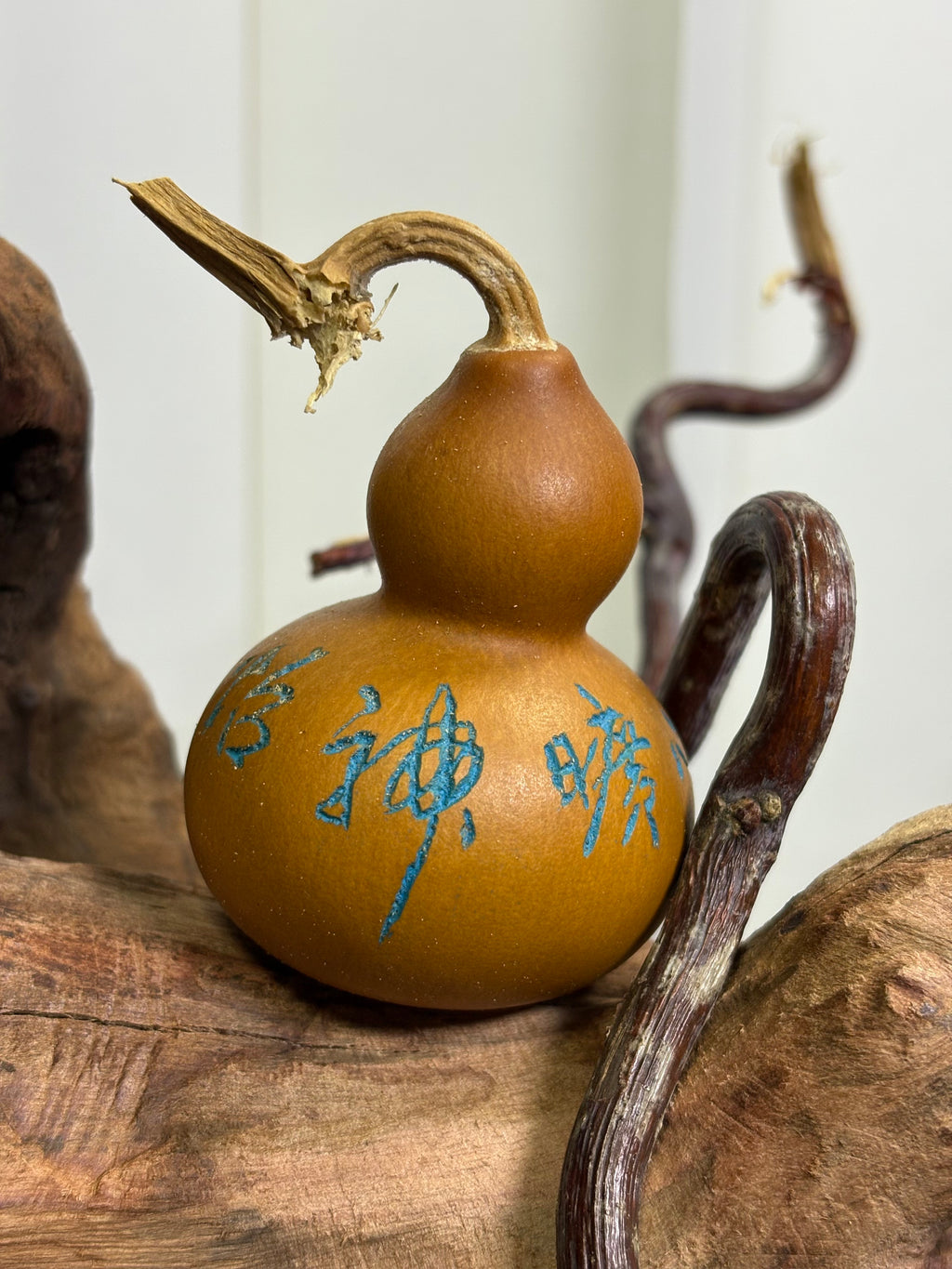 One of a Kind Gourd by 80 Year Old Calligraphy Master 2.36"