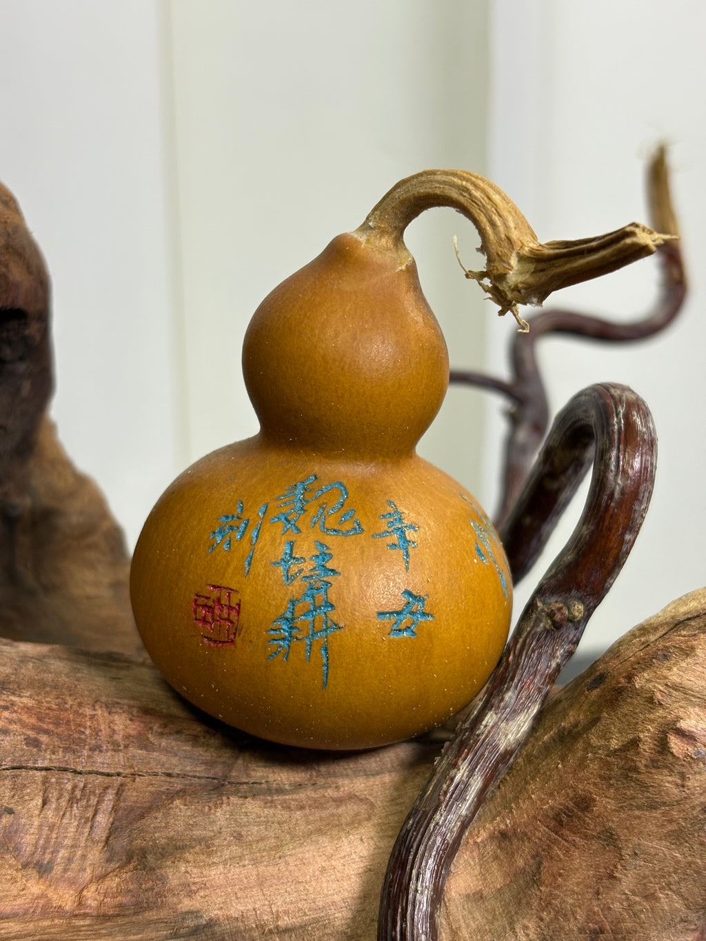 One of a Kind Gourd by 80 Year Old Calligraphy Master 2.36"
