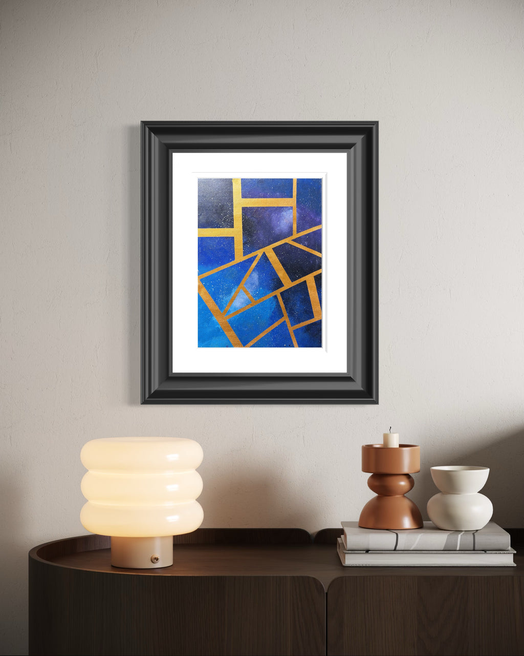 Constellation Weave Painting | Blue & Gold Geometric Abstract Wall Art