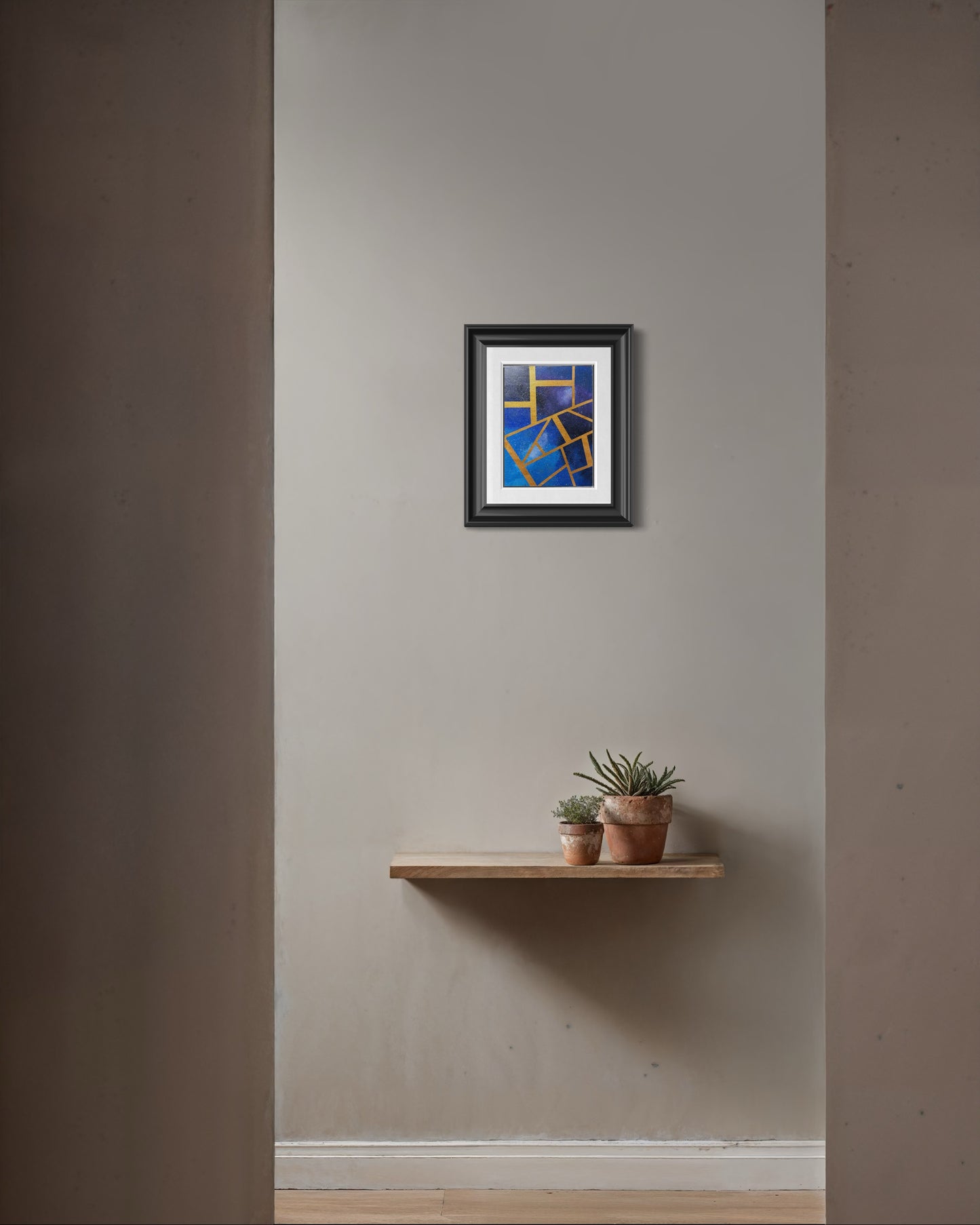 Constellation Weave Painting | Blue & Gold Geometric Abstract Wall Art