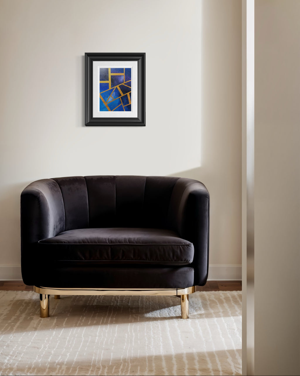 Constellation Weave Painting | Blue & Gold Geometric Abstract Wall Art