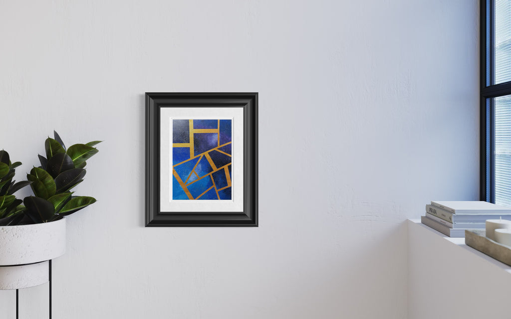Constellation Weave Painting | Blue & Gold Geometric Abstract Wall Art