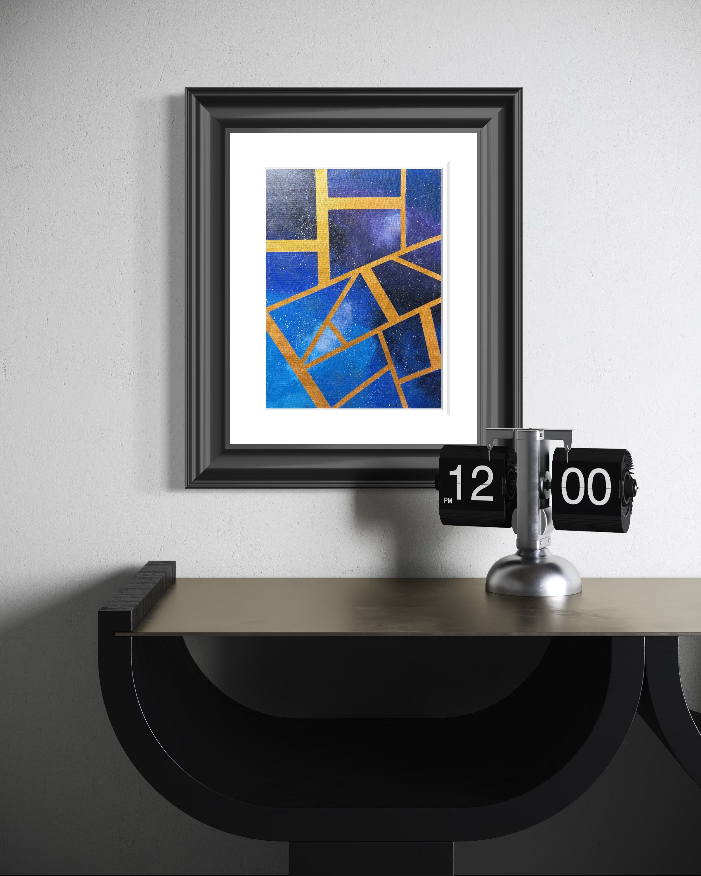 Constellation Weave Painting | Blue & Gold Geometric Abstract Wall Art