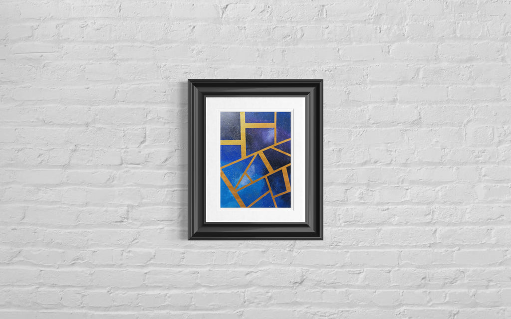Constellation Weave Painting | Blue & Gold Geometric Abstract Wall Art