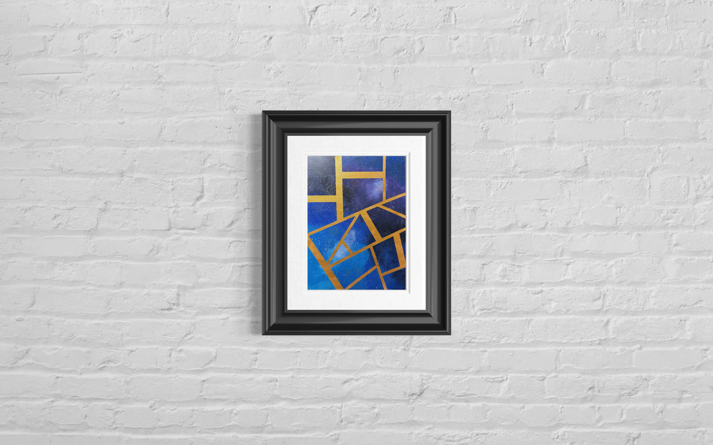 Constellation Weave Painting | Blue & Gold Geometric Abstract Wall Art