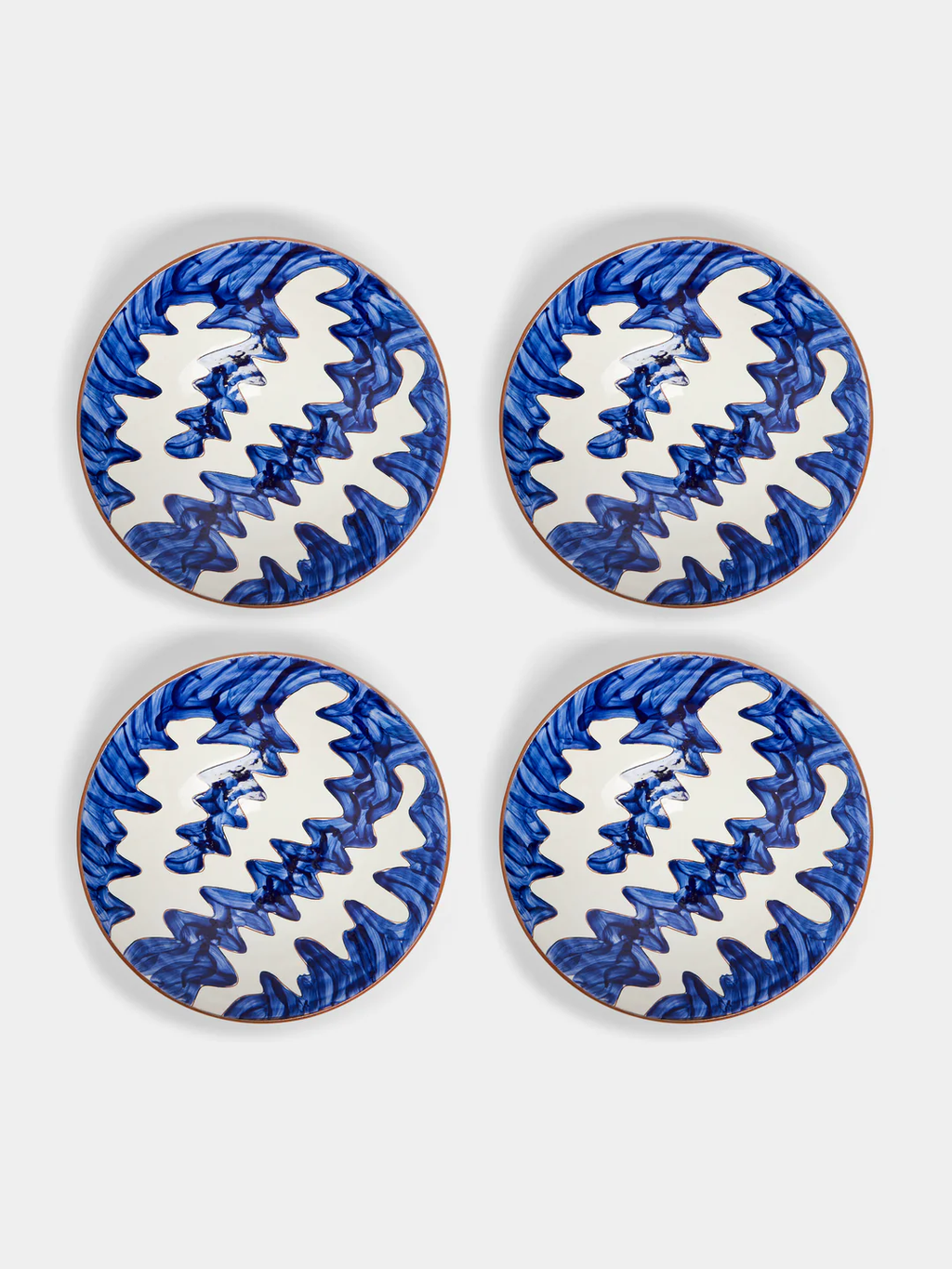 Anut Cairo Stencil Hand-Painted Ceramic Pasta Bowls (Set of 4)