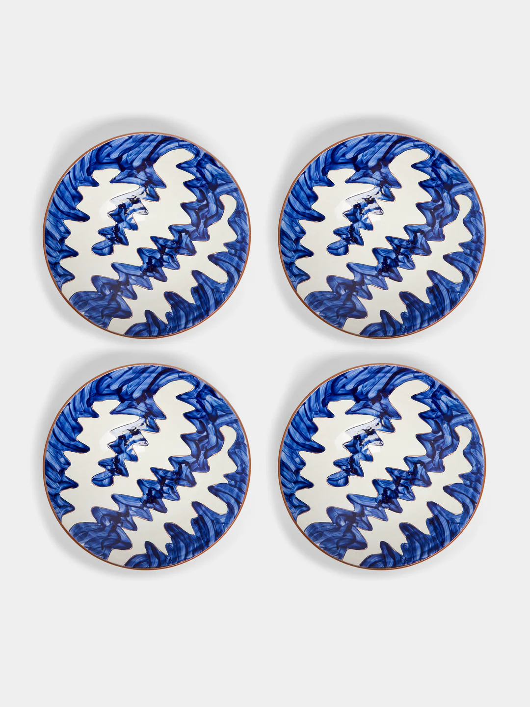 Anut Cairo Stencil Hand-Painted Ceramic Pasta Bowls (Set of 4)