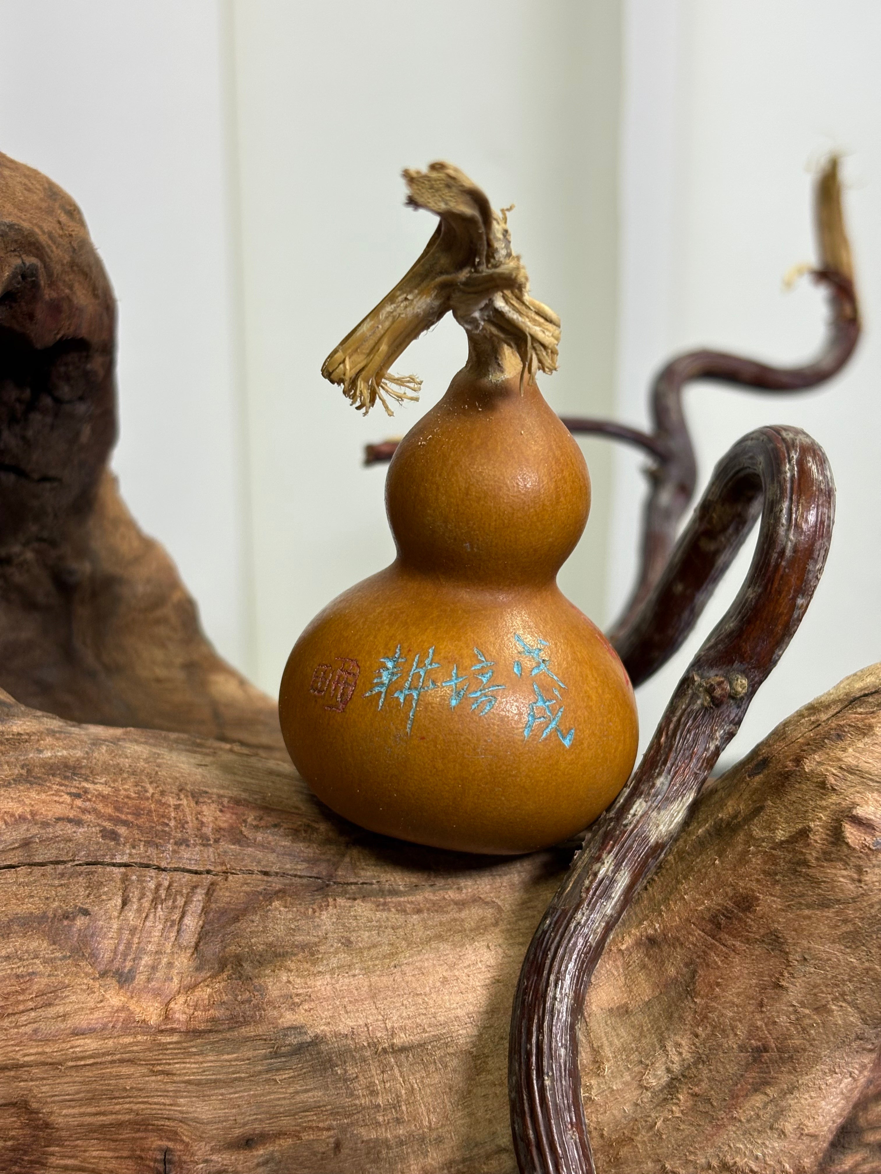 One of a Kind Gourd by 80 Year Old Calligraphy Master 1.97"