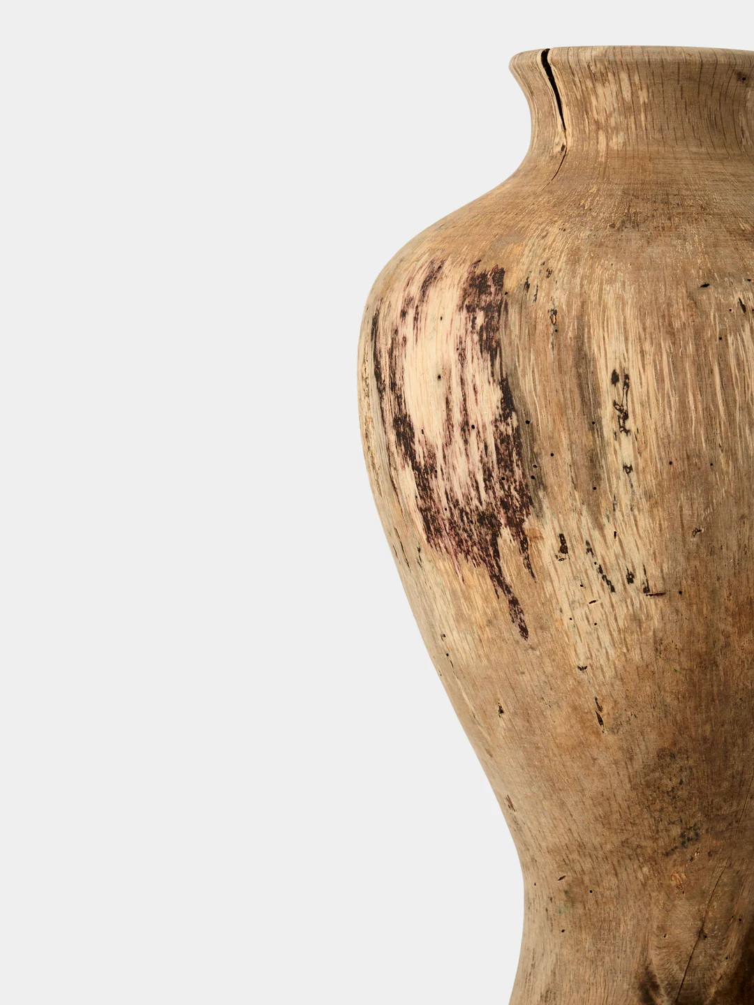 Iida Woodturning Hand-Turned Japanese Stone Oak Earth-Finish Vase (13in/33.5cm)